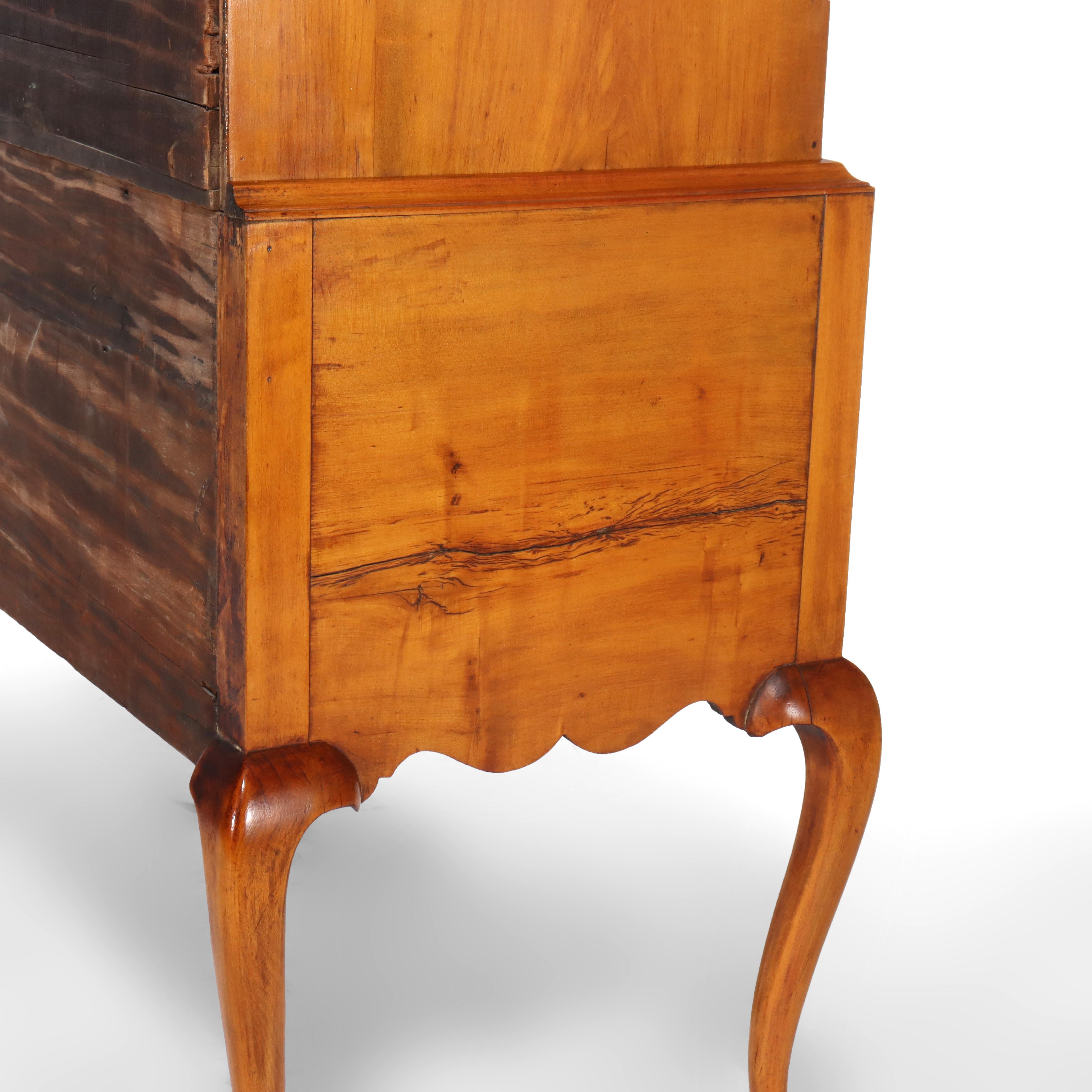 Period Federal Queen Anne Ahorn Highboy mit Rosette & Starburst-Muster C1790 im Angebot 8