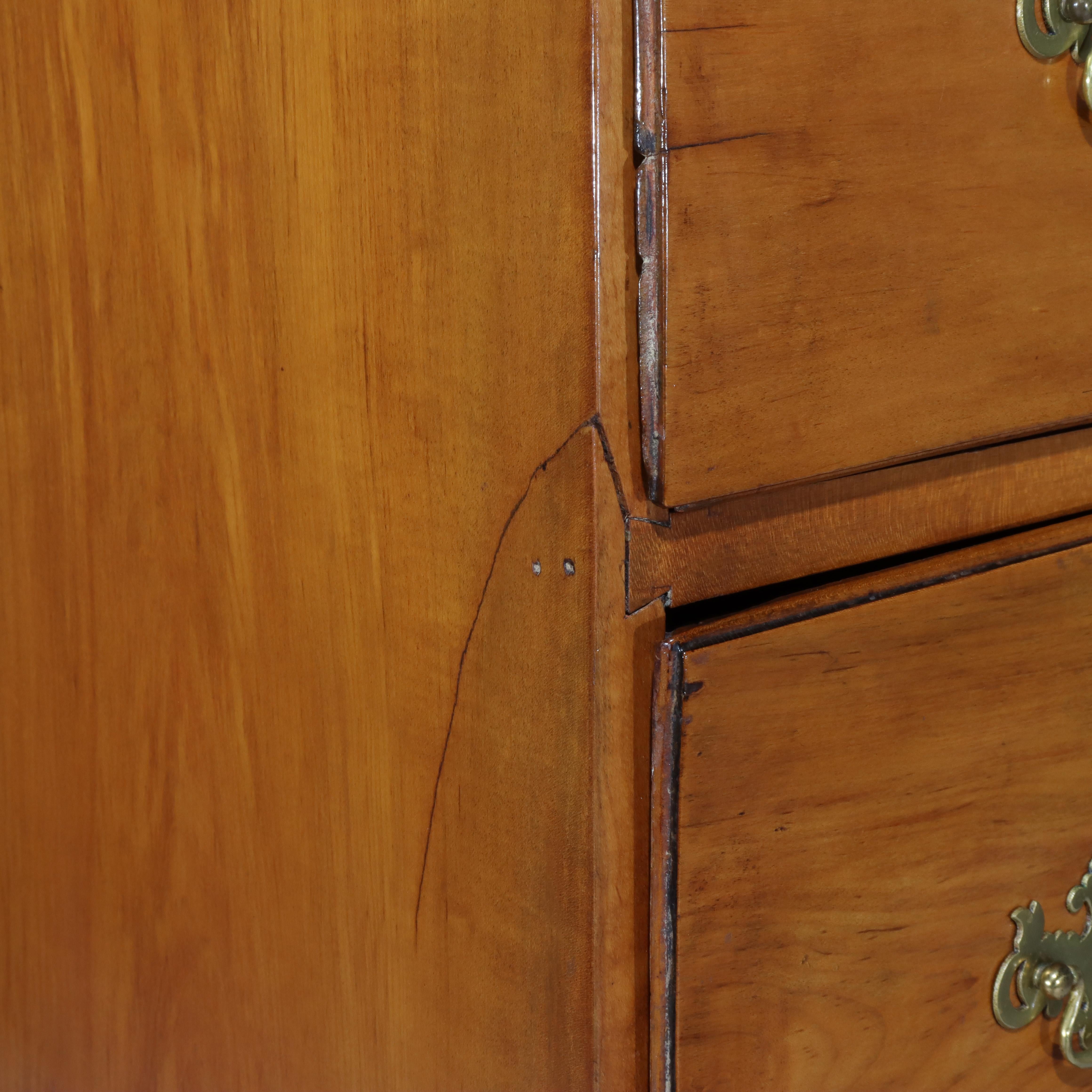 Period Federal Queen Anne Ahorn Highboy mit Rosette & Starburst-Muster C1790 im Angebot 12