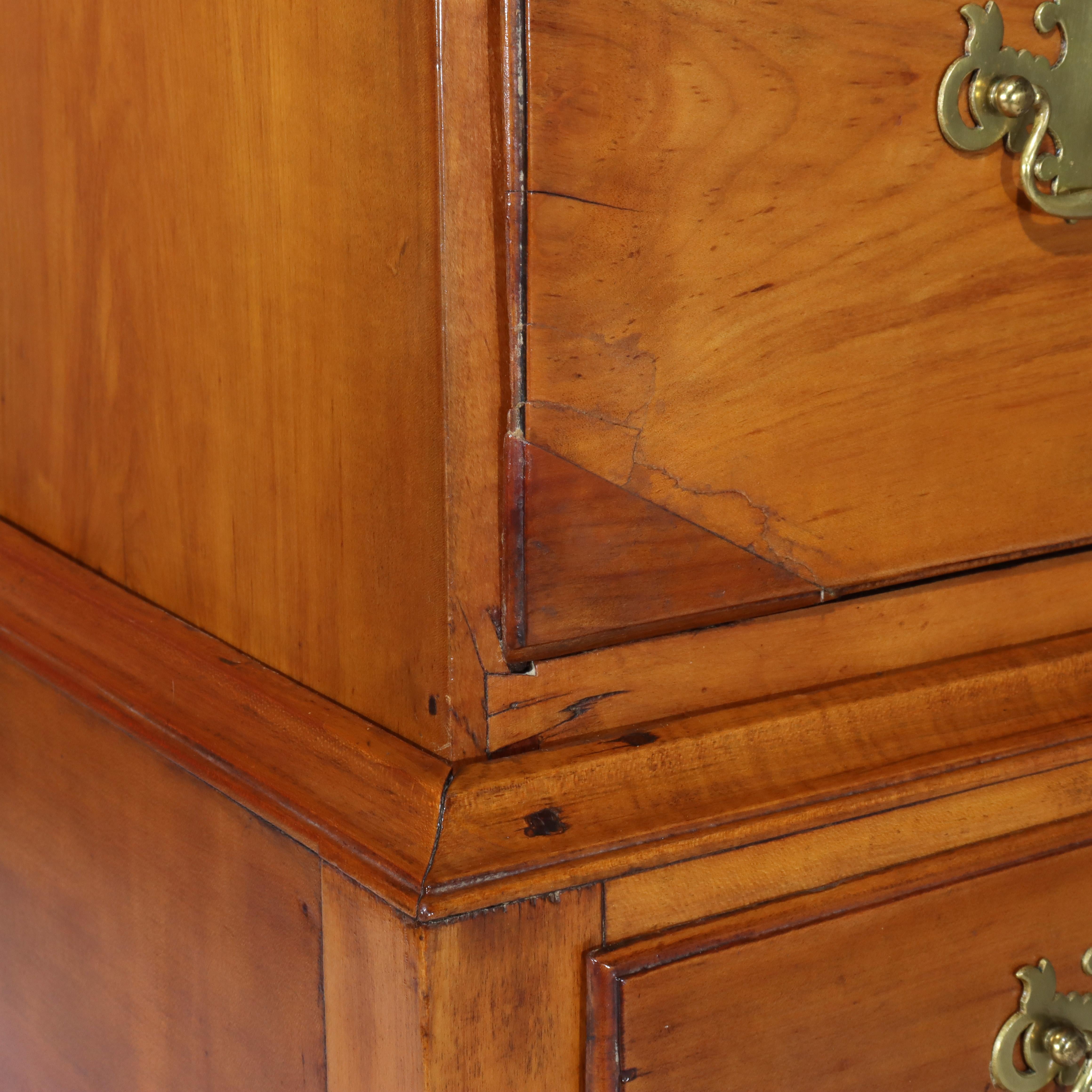 Period Federal Queen Anne Ahorn Highboy mit Rosette & Starburst-Muster C1790 im Angebot 14