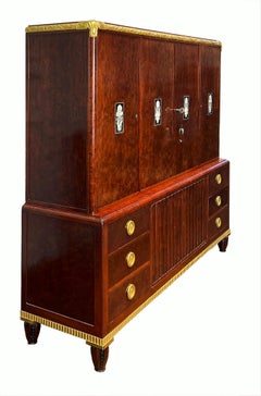 Period French Art Deco Cabinet in Plum Pudding Mahogany and Bronze Doré