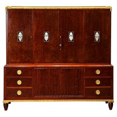 Period French Art Deco Cabinet in Plum Pudding Mahogany and Bronze Doré