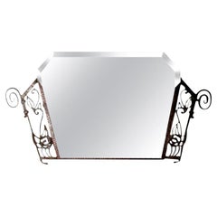Period French Art Deco Wrought Iron Beveled Mirror
