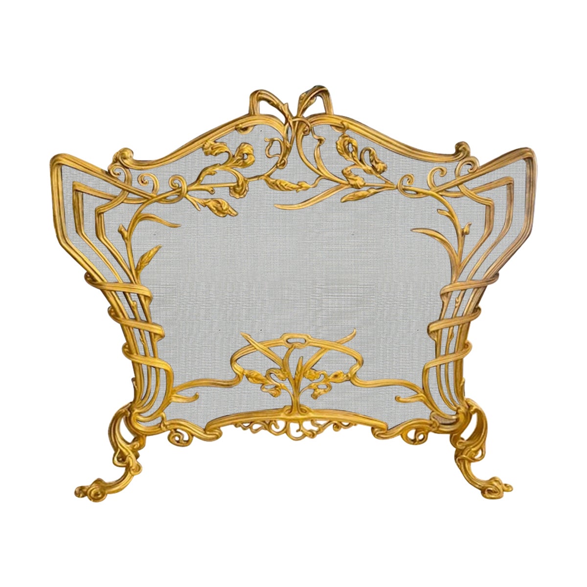 Period French Art Noveau Bronze Fire Screen