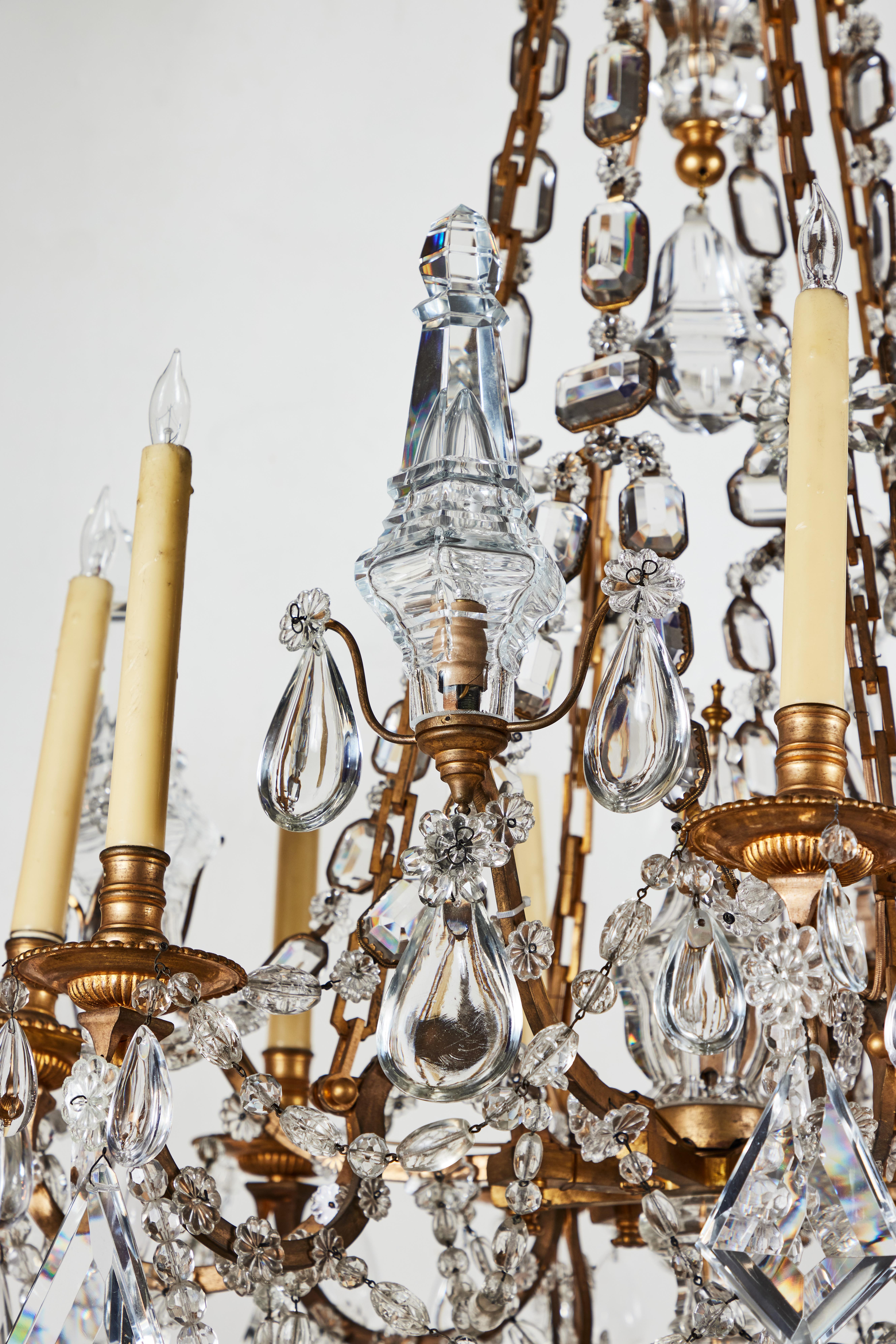 Gilt Period, French Chandelier with Exquisite Chain For Sale