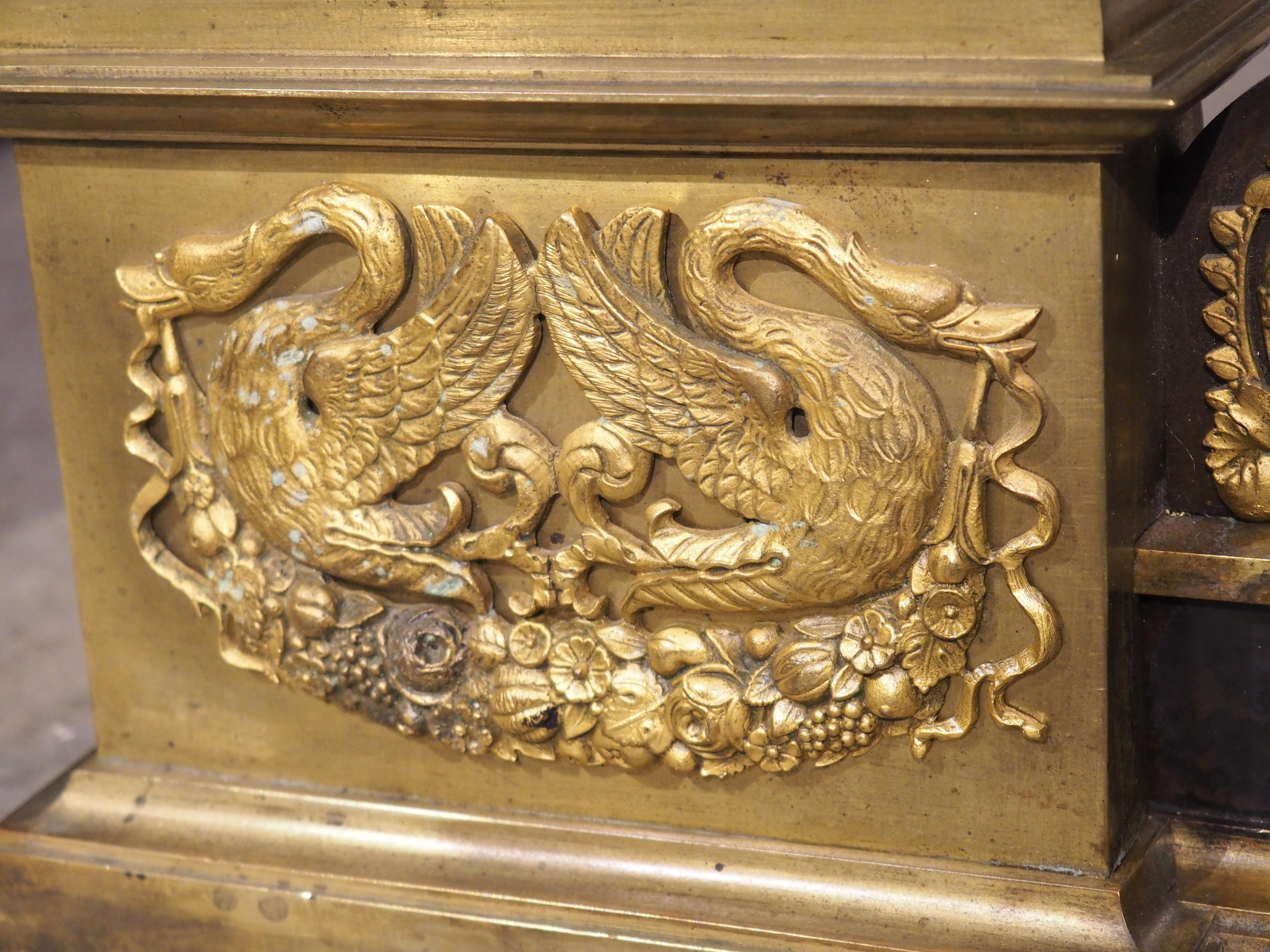Period French Empire Patinated and Gilt Bronze Fireplace Fender, Circa 1815 For Sale 8