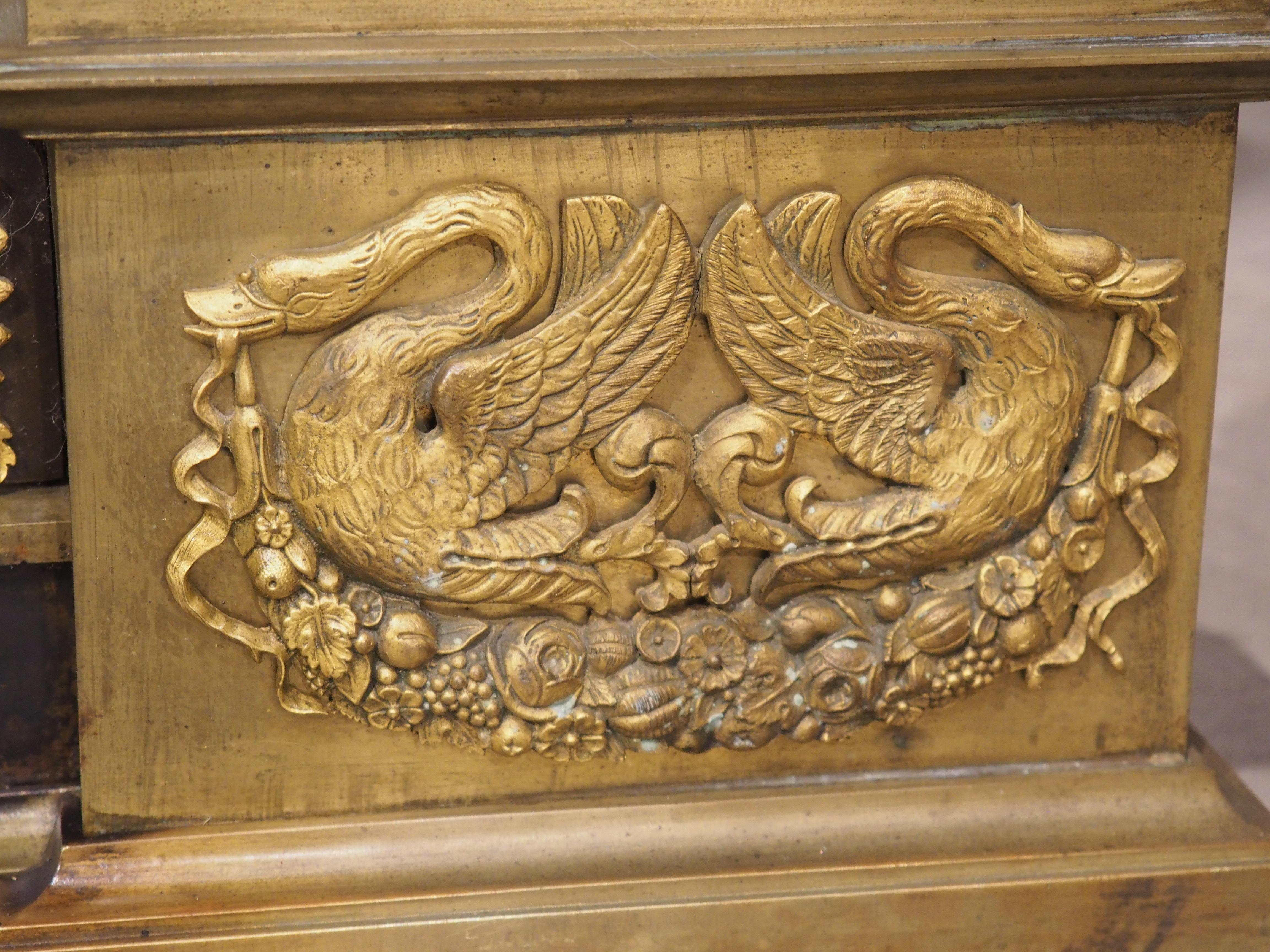 Period French Empire Patinated and Gilt Bronze Fireplace Fender, Circa 1815 For Sale 9