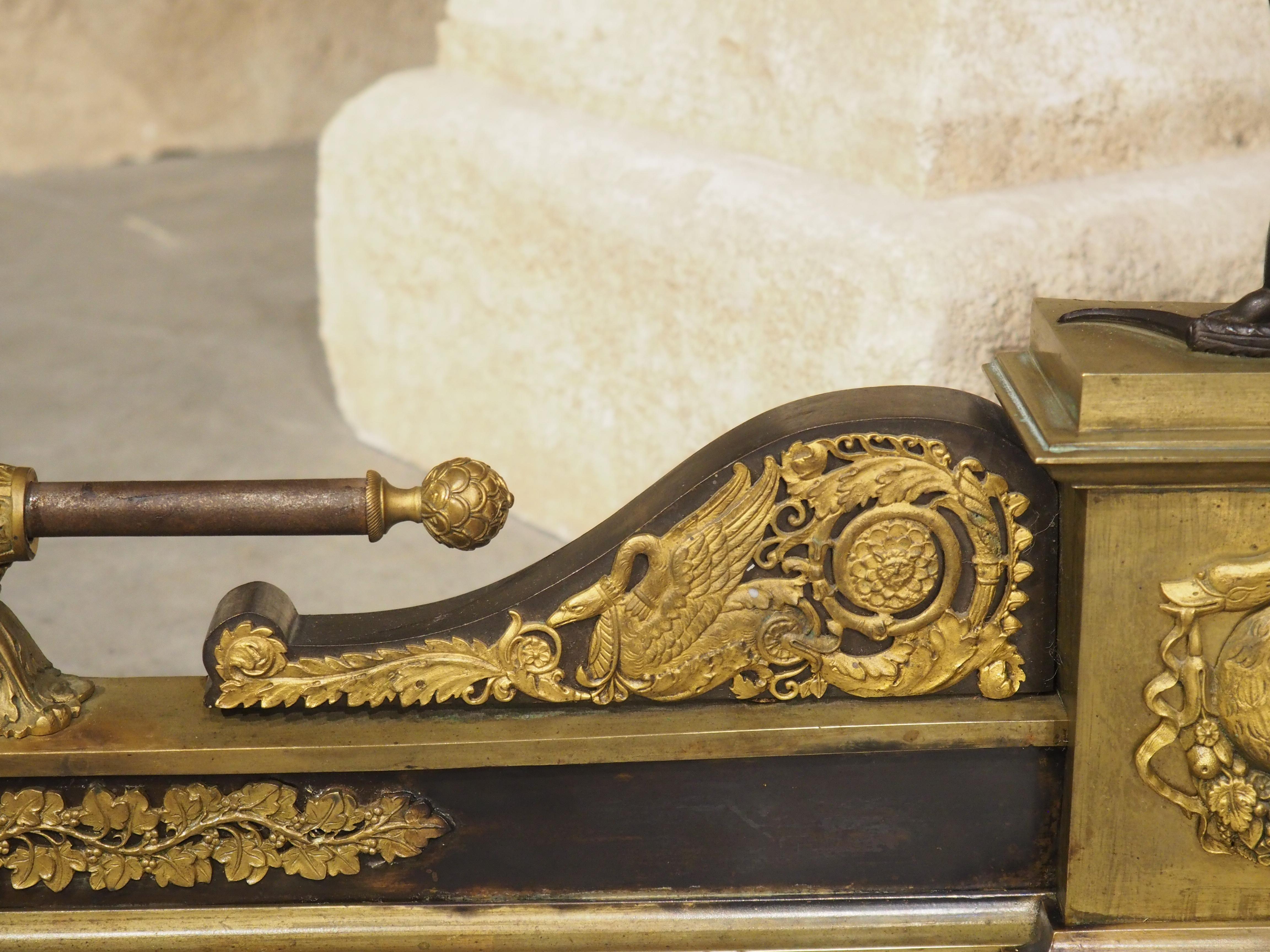 Period French Empire Patinated and Gilt Bronze Fireplace Fender, Circa 1815 For Sale 2