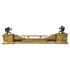 Period French Empire Patinated and Gilt Bronze Fireplace Fender, Circa 1815