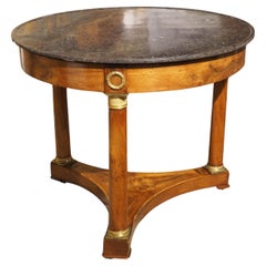 Period French Empire Walnut and Black Fossil Stone Gueridon Table, Circa 1815