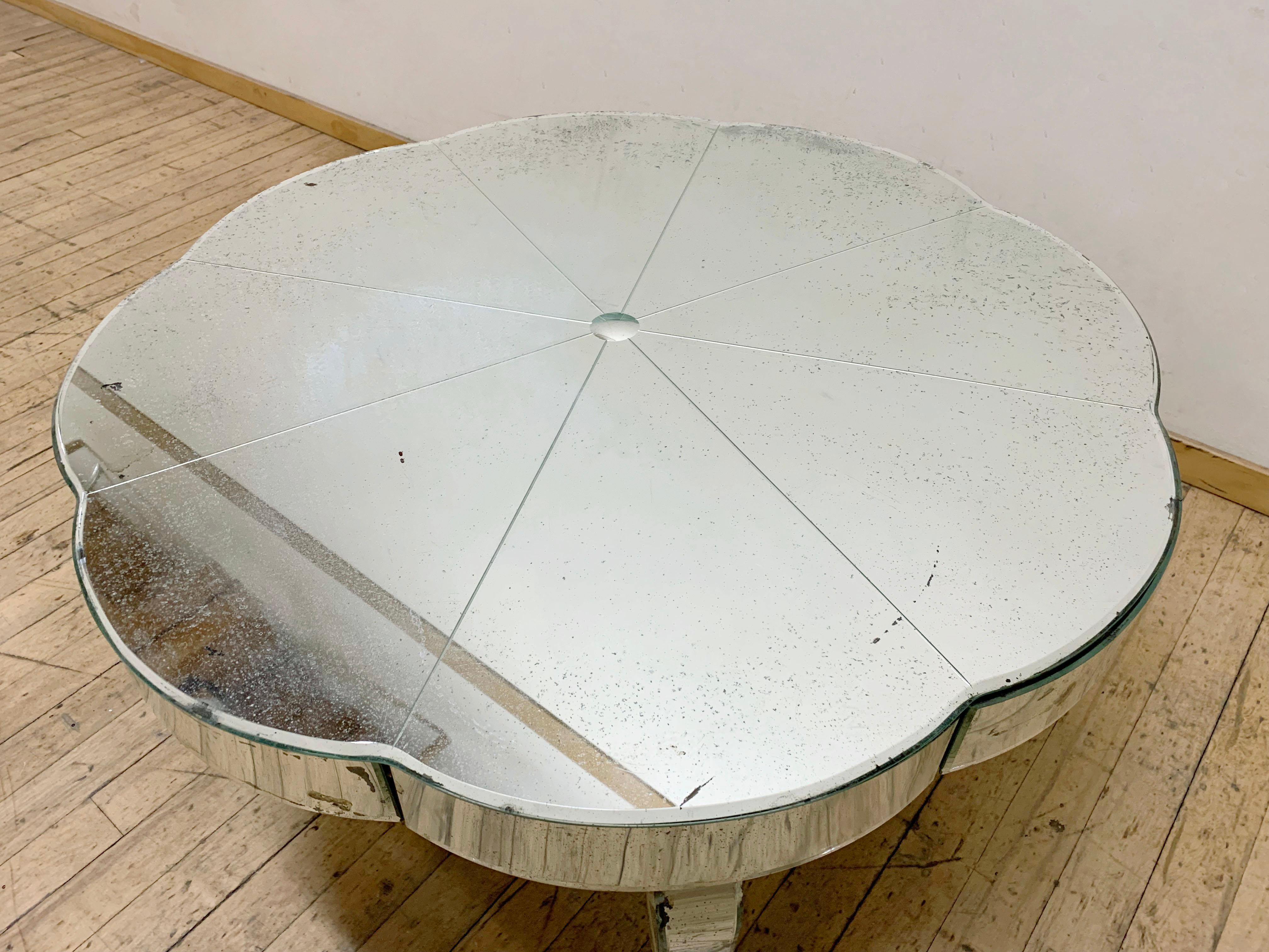 Art Deco Period French or Italian Deco Mirrored Coffee Table For Sale