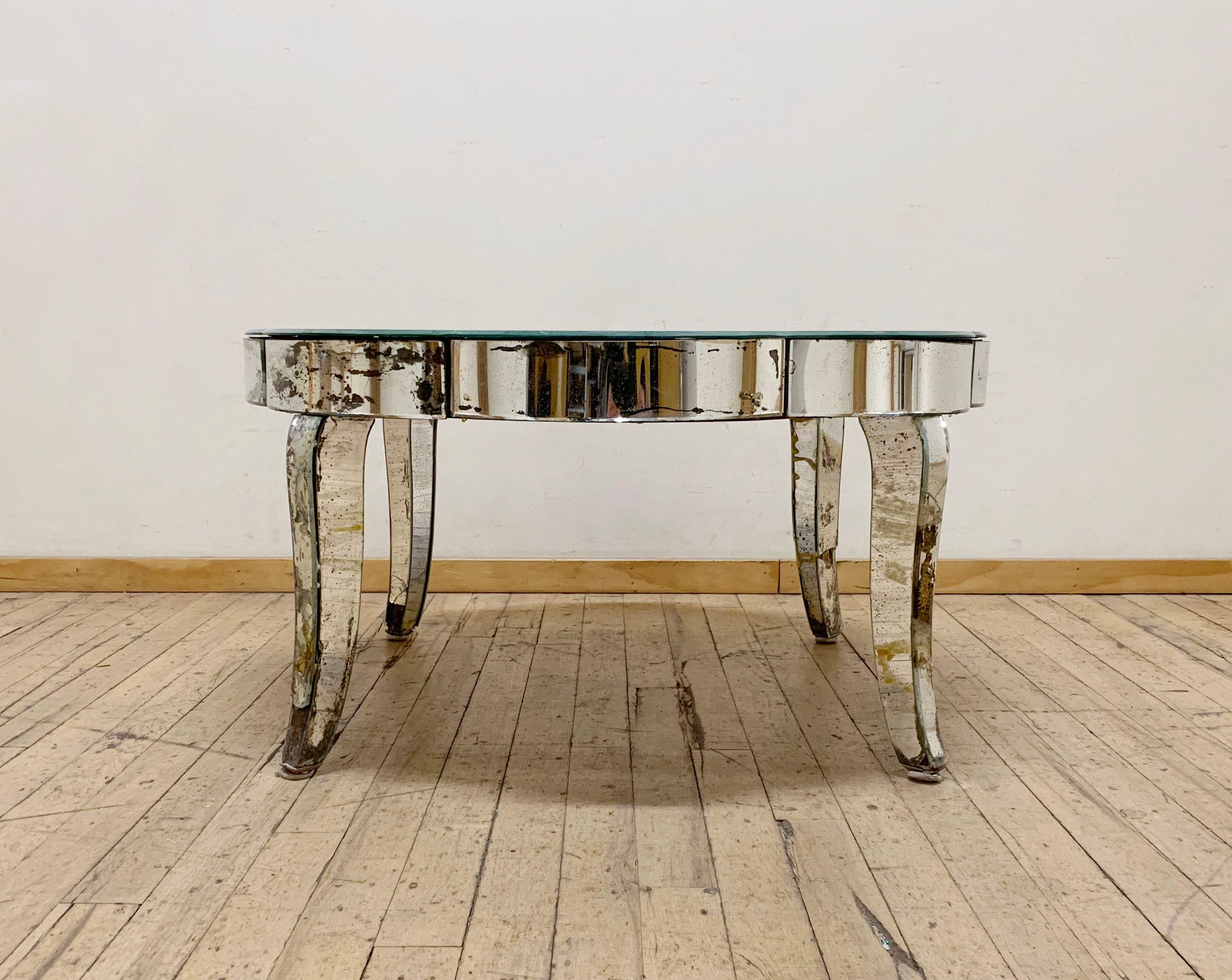 20th Century Period French or Italian Deco Mirrored Coffee Table For Sale