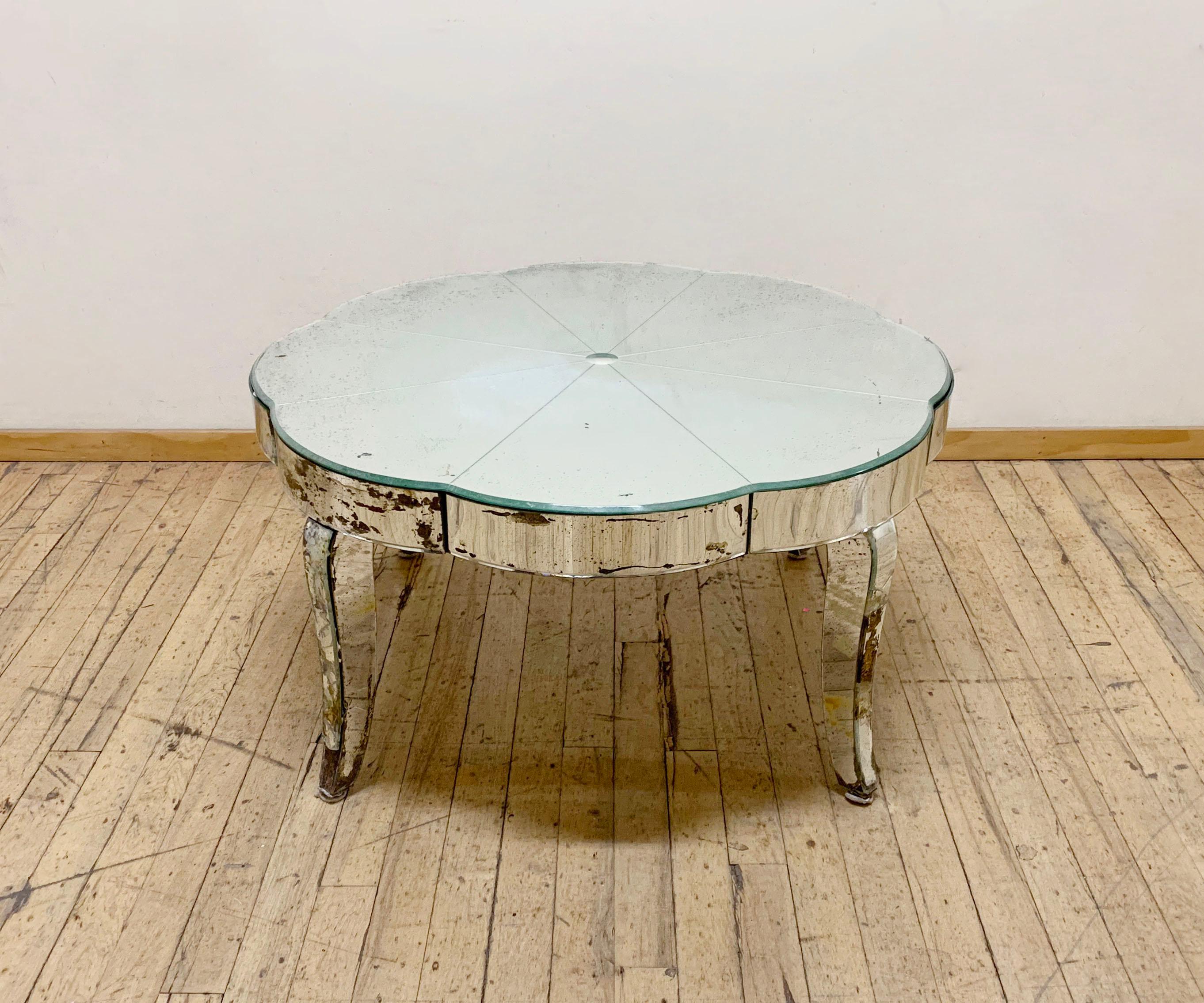 Period French or Italian Deco Mirrored Coffee Table For Sale 1