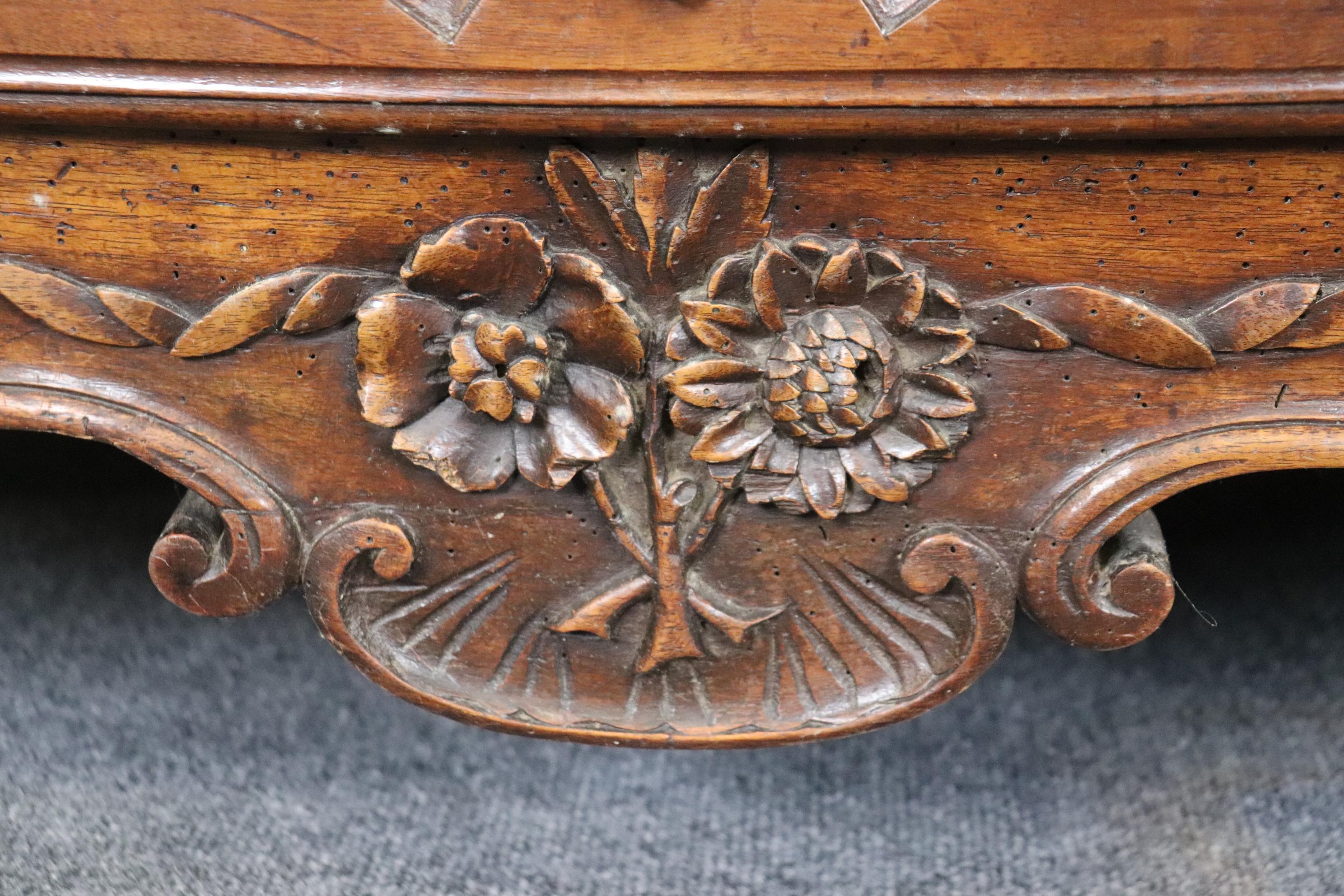 Early 19th Century Period French Louis XV Walnut Marble Top Bronze Mounted Commode For Sale