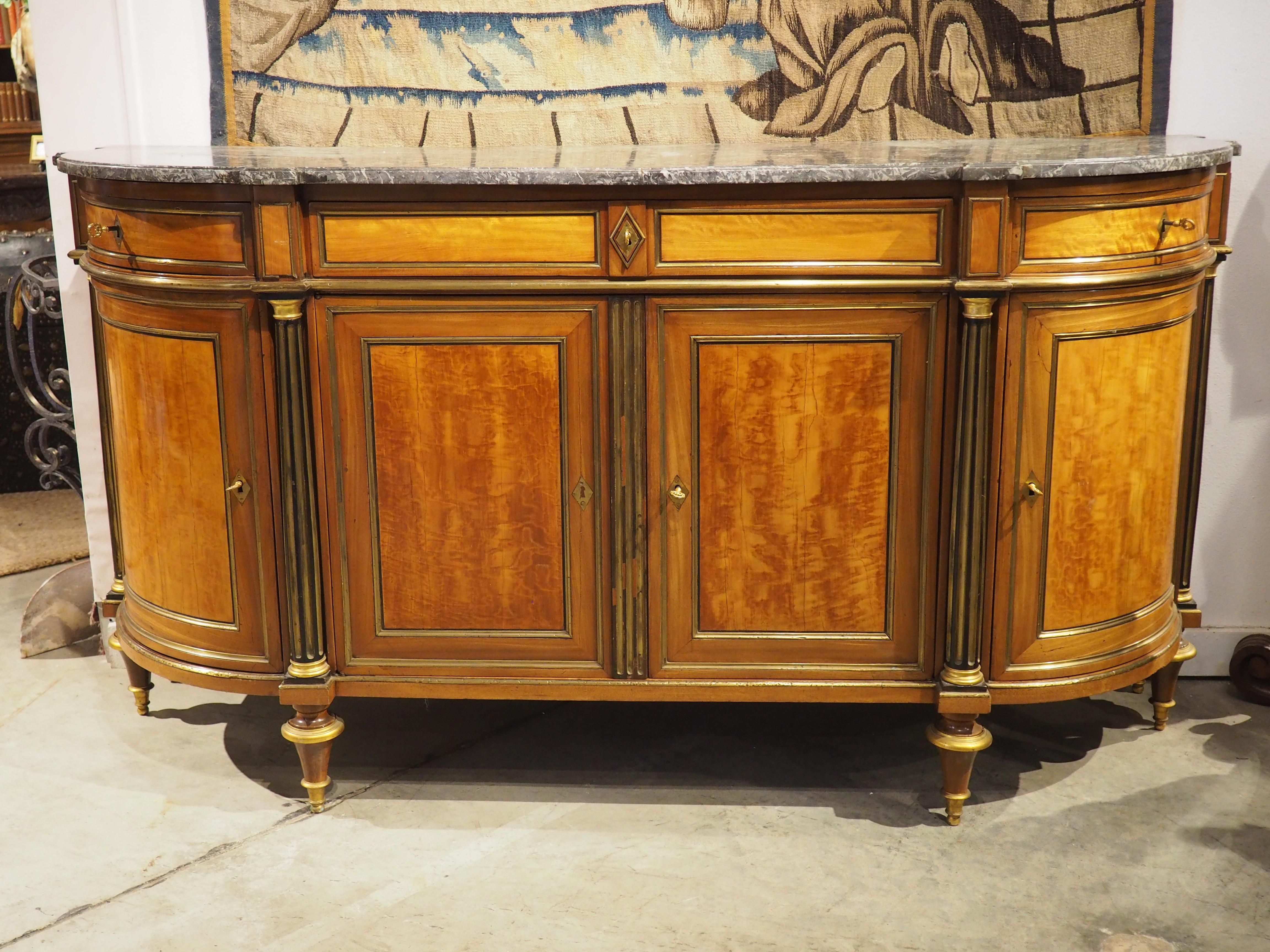 Hand-Carved Period French Louis XVI Demi-Lune Buffet, Circa 1780