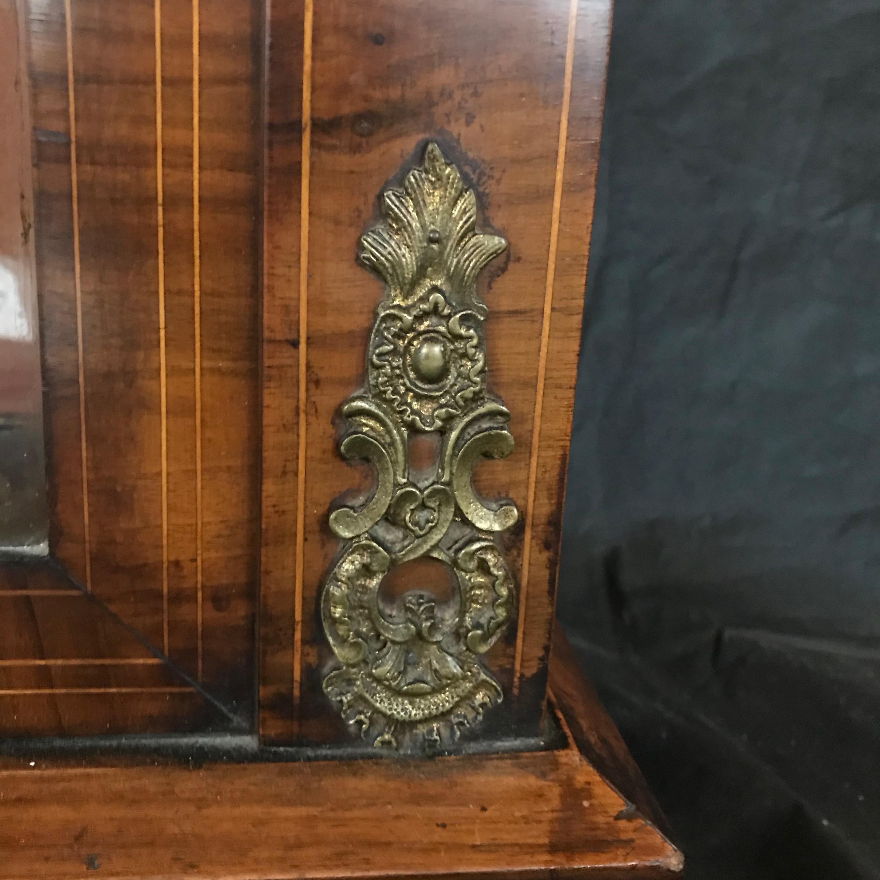 Glass Period French Marquetry Bookcase or Display Cabinet with Gold Detail