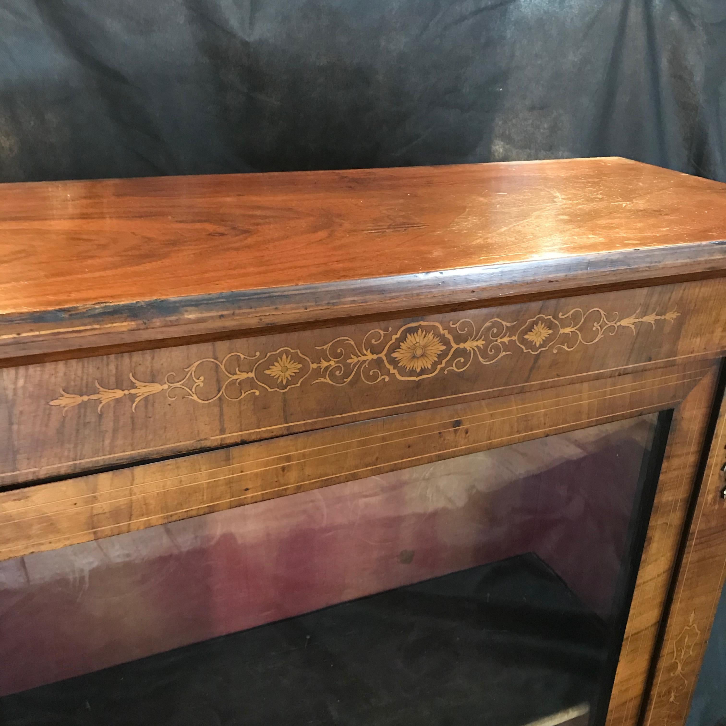 Period French Marquetry Bookcase or Display Cabinet with Gold Detail 2