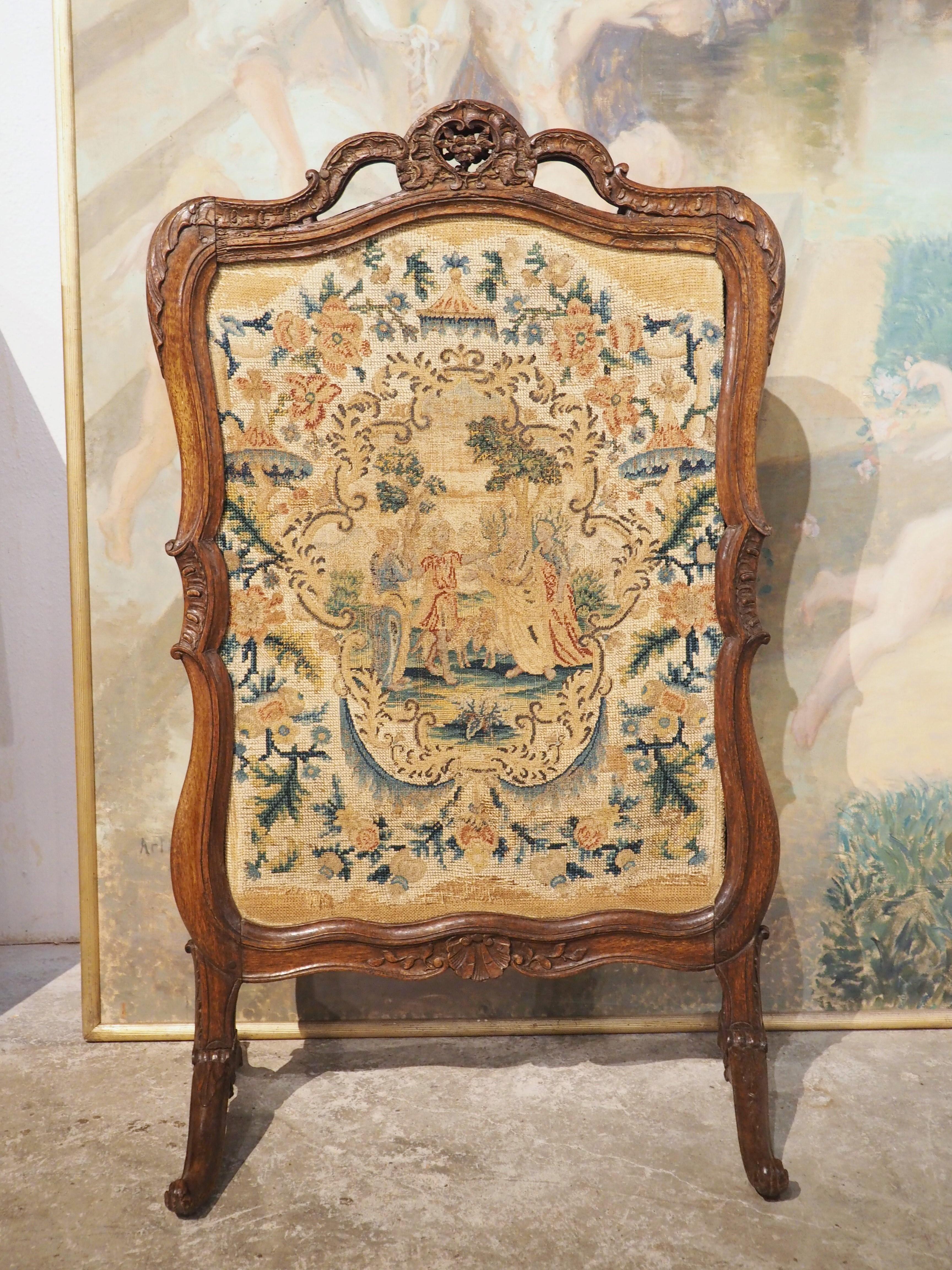 Louis XV Period French Régence Firescreen with Needlepoint Inset, circa 1720 For Sale