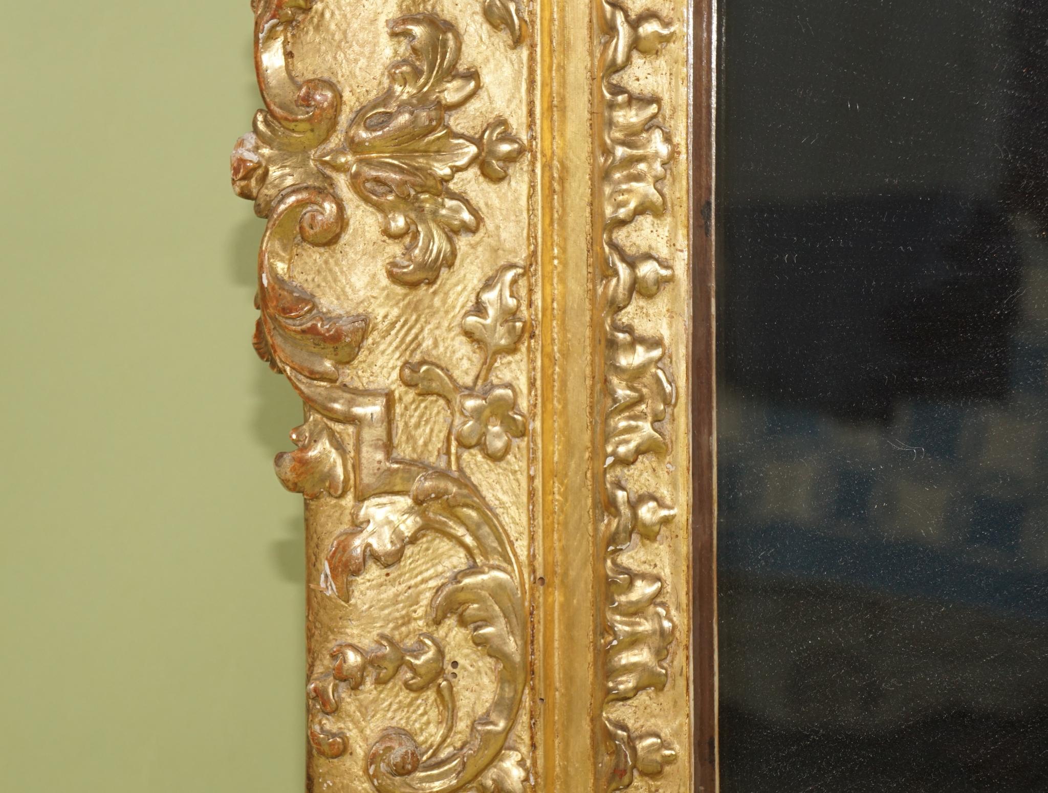 18th Century Period French Regence Gilt and Carved Wood Frame/ Mirror For Sale