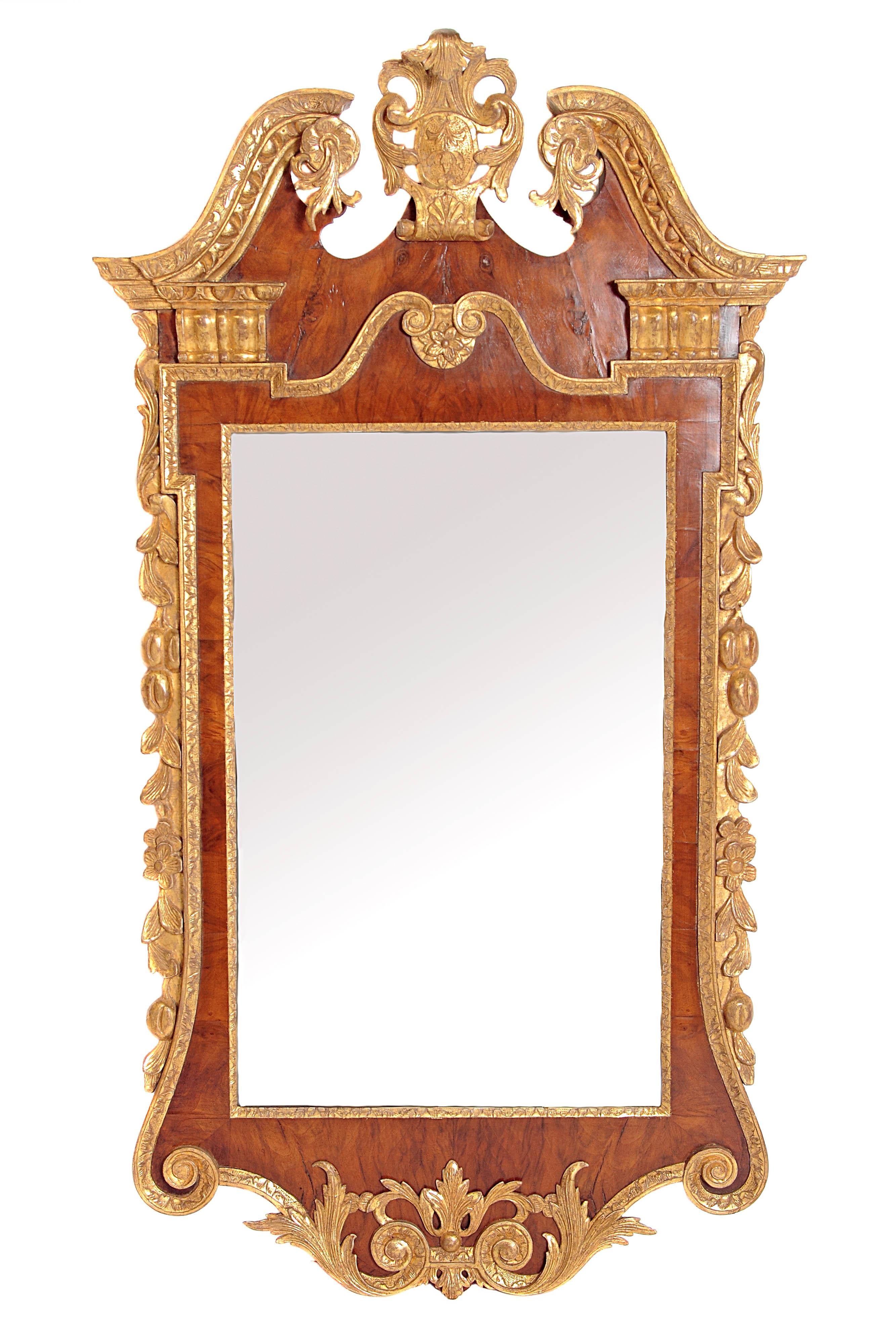 Period George II Pier Glass with Bookmatched Walnut Veneers 4