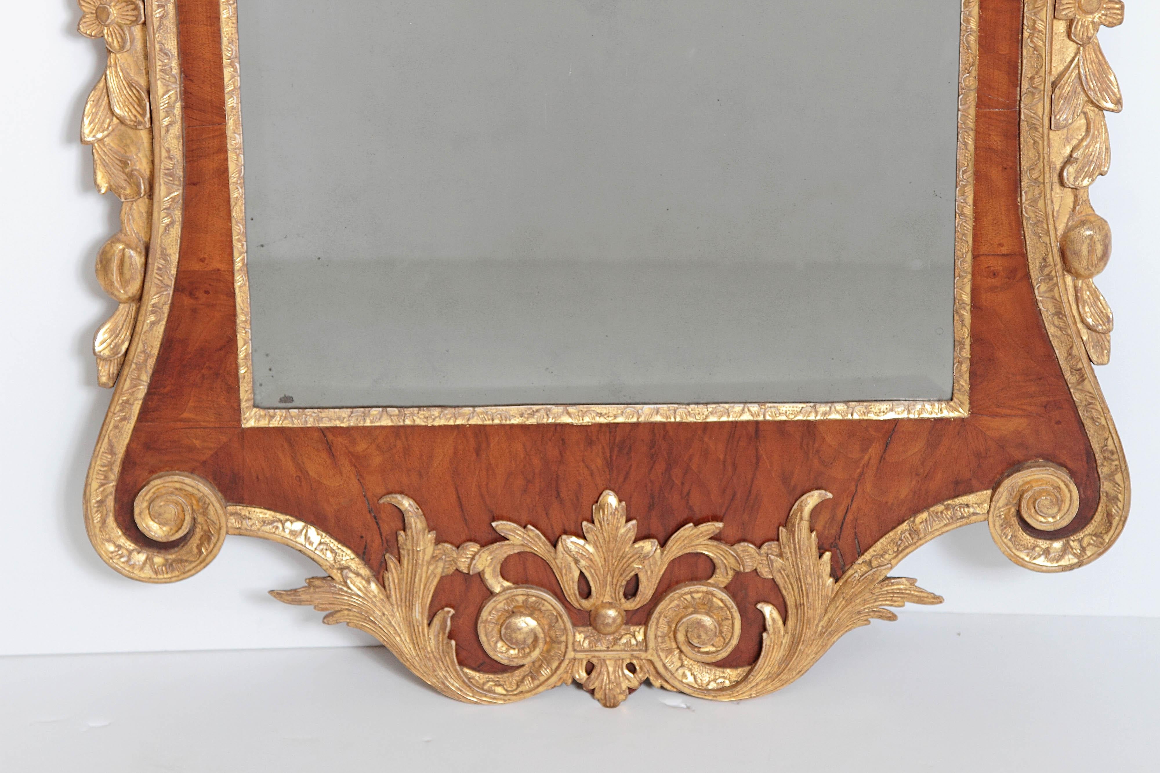 Period George II Pier Glass with Bookmatched Walnut Veneers 1