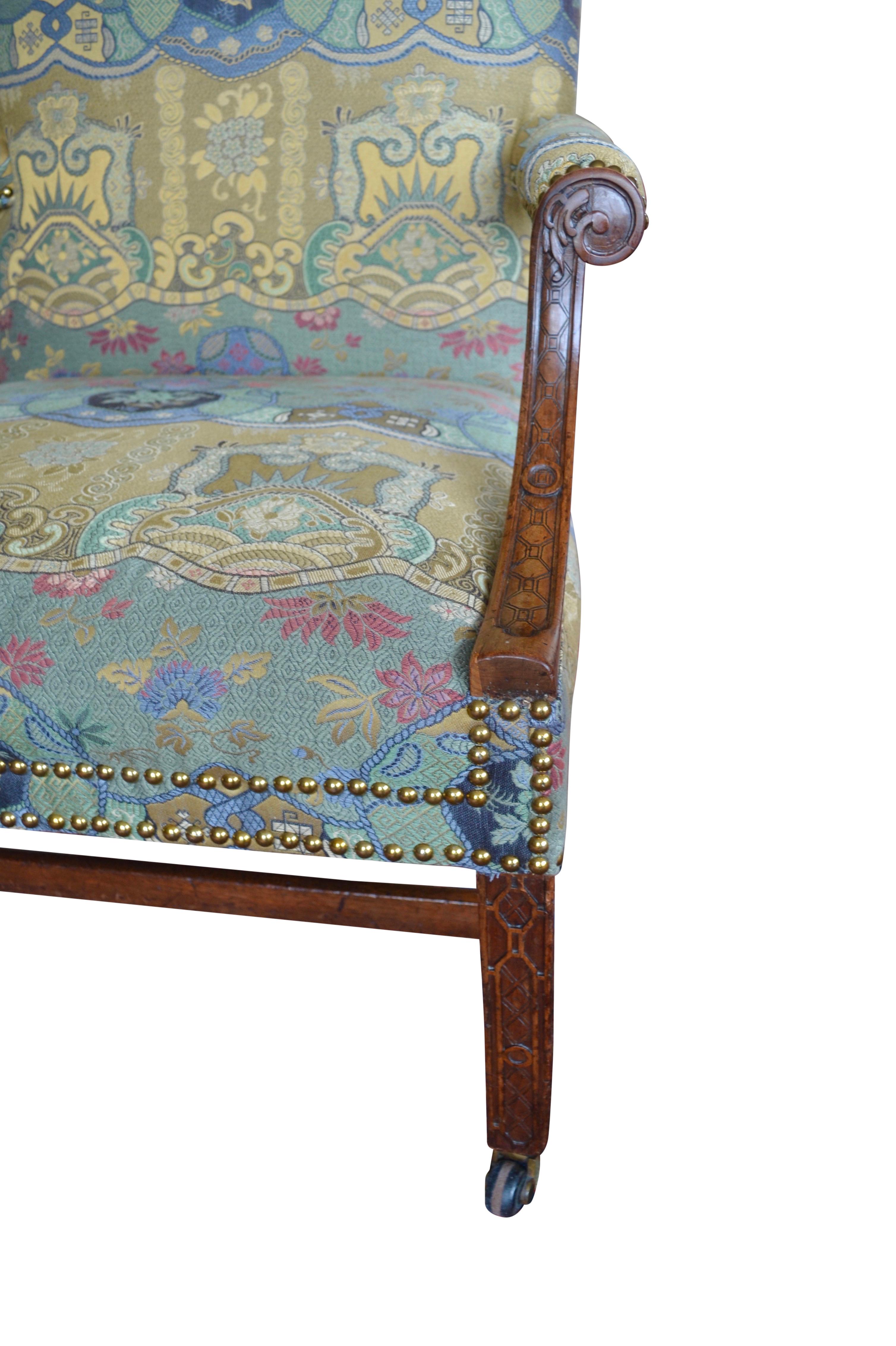 Hand-Carved Period George III Gainsborough Library Chair
