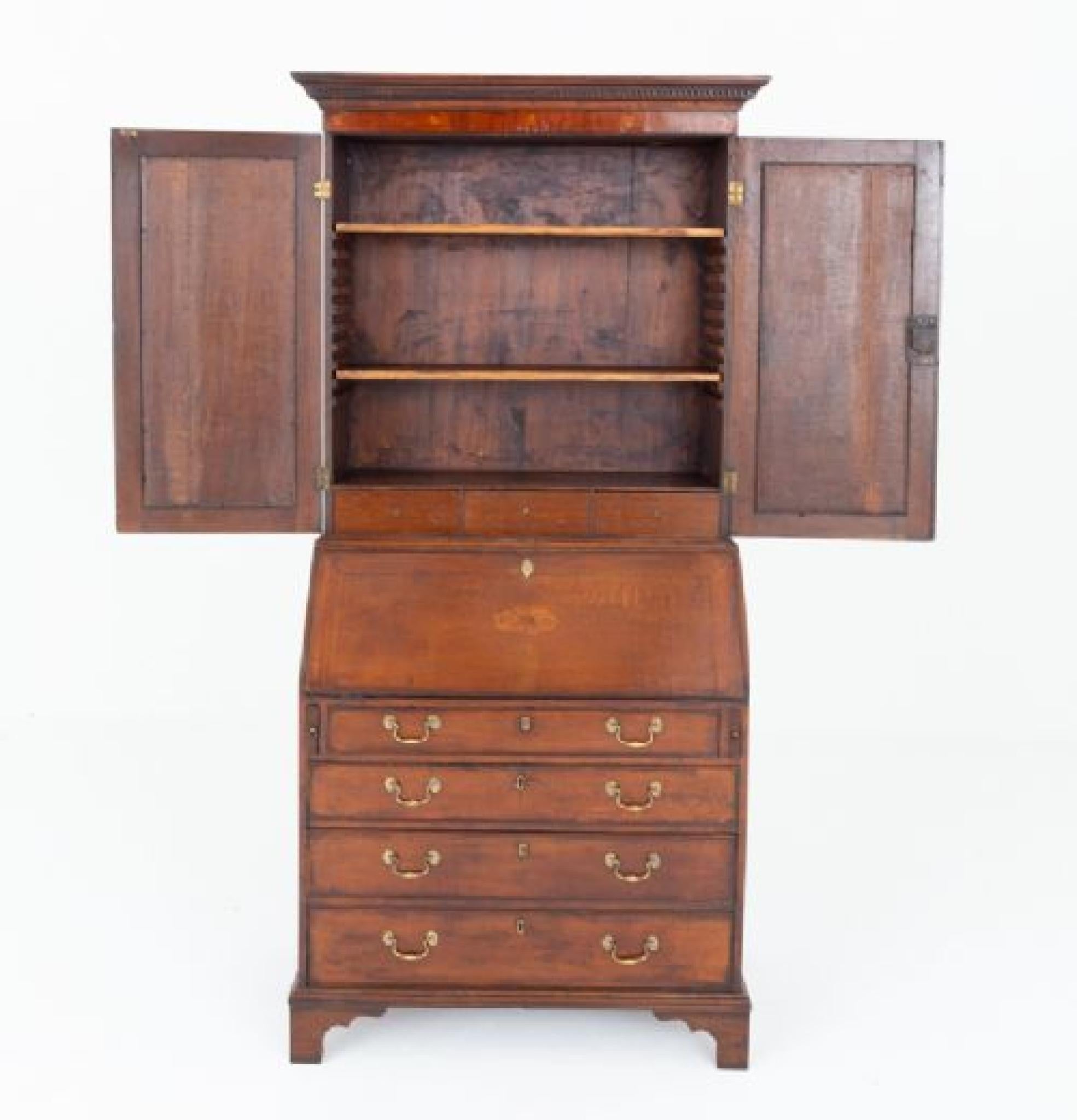 Librería Georgiana de Periodo Gabinete de Roble en venta 3