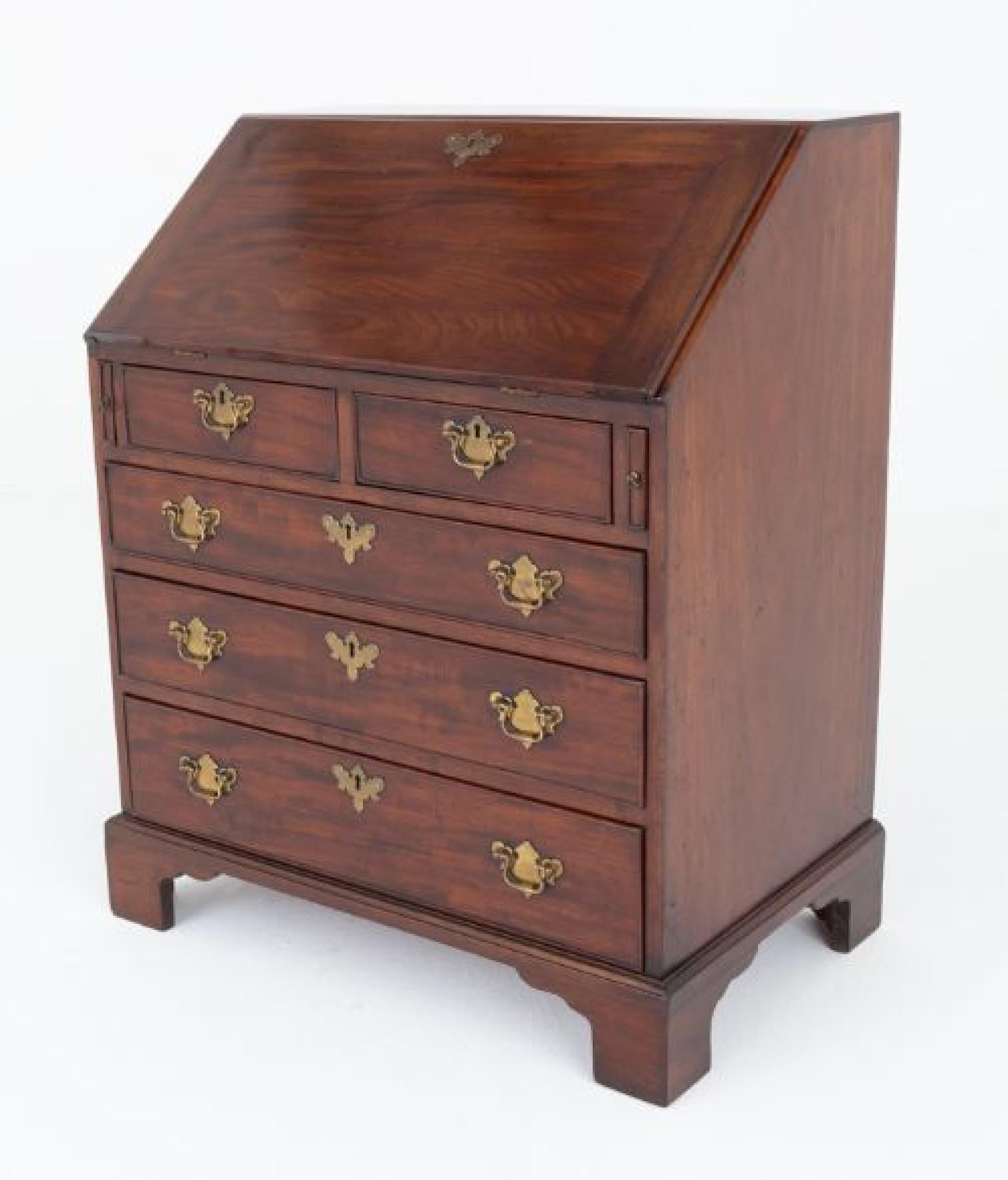 Late 20th Century Period Georgian Bureau Desk Mahogany For Sale