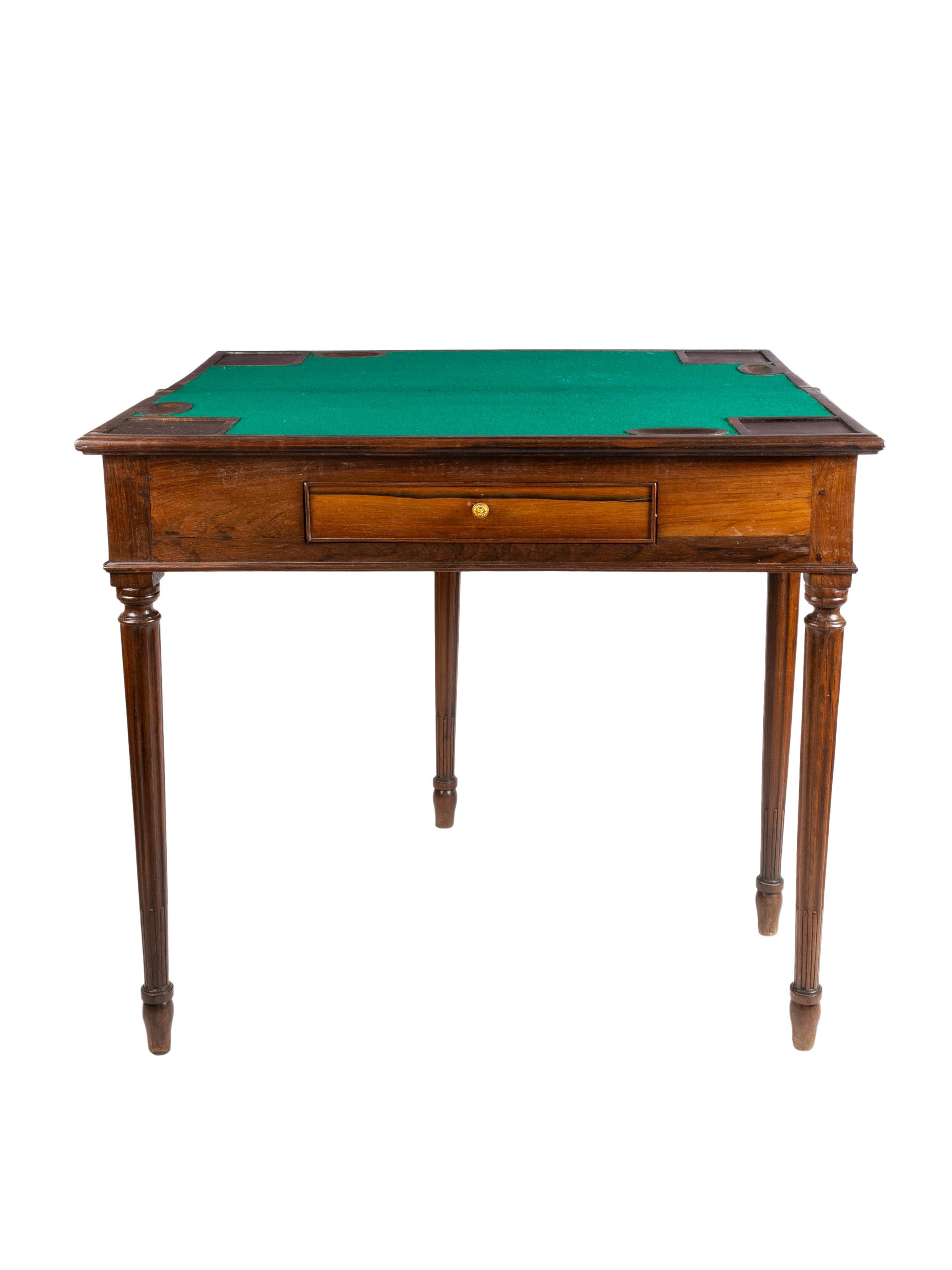 Marquetry Period Georgian Mahogany Card Chess Table Console For Sale