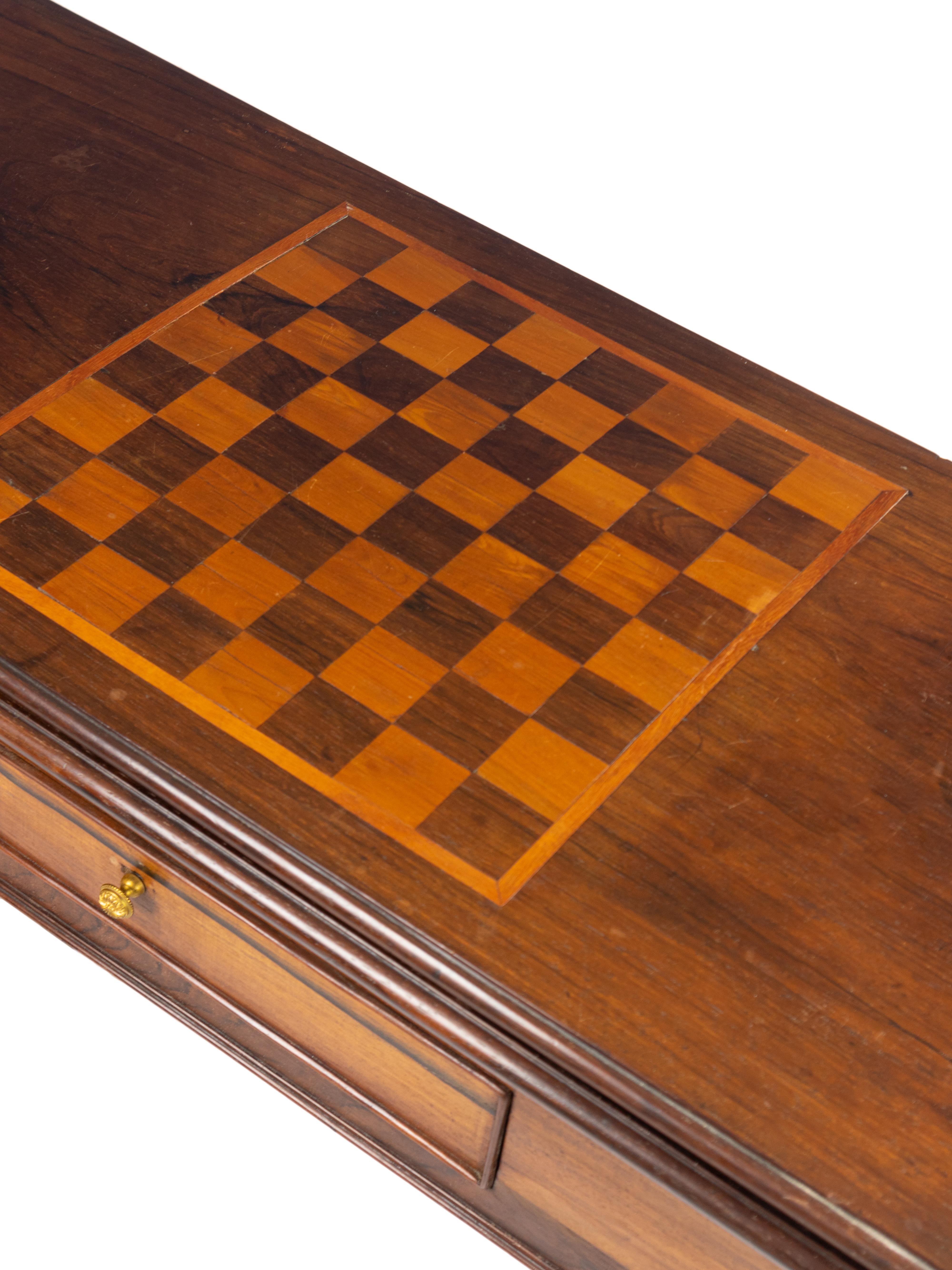 Metal Period Georgian Mahogany Card Chess Table Console For Sale