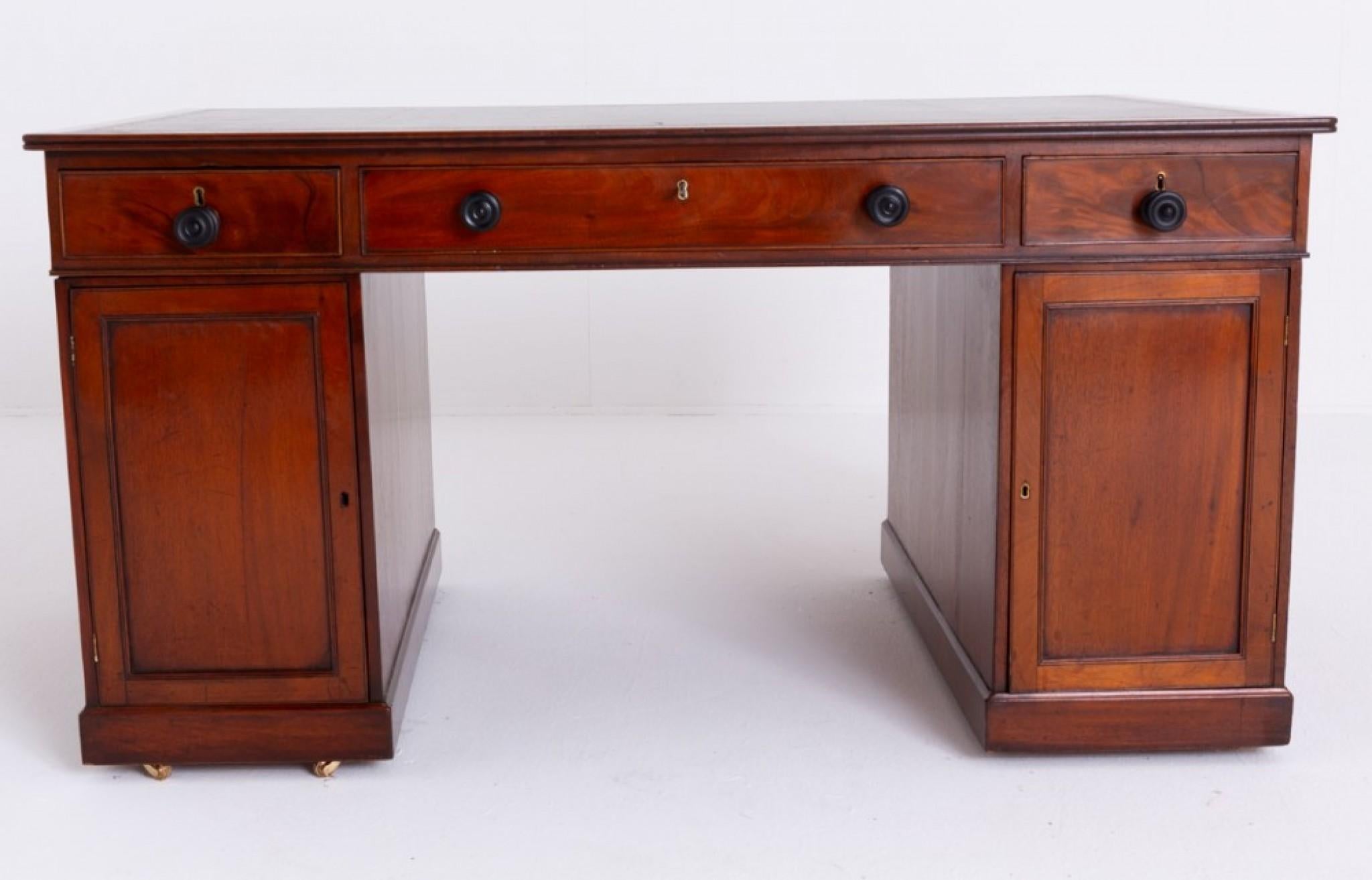 Period Georgian Partners Desk Mahogany Writing Table 2