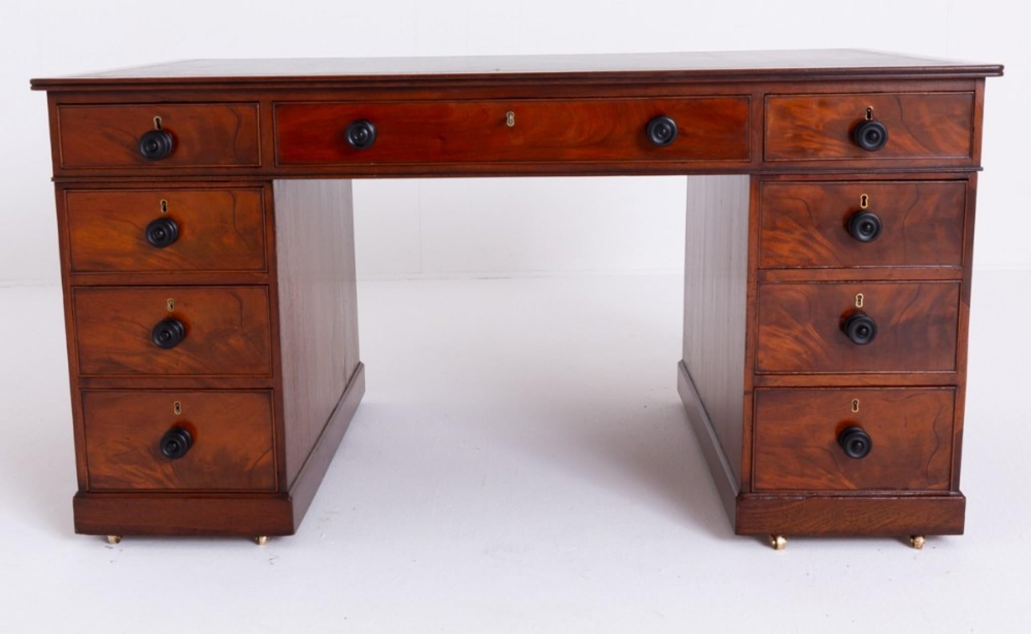 Period Georgian Partners Desk Mahogany Writing Table 3