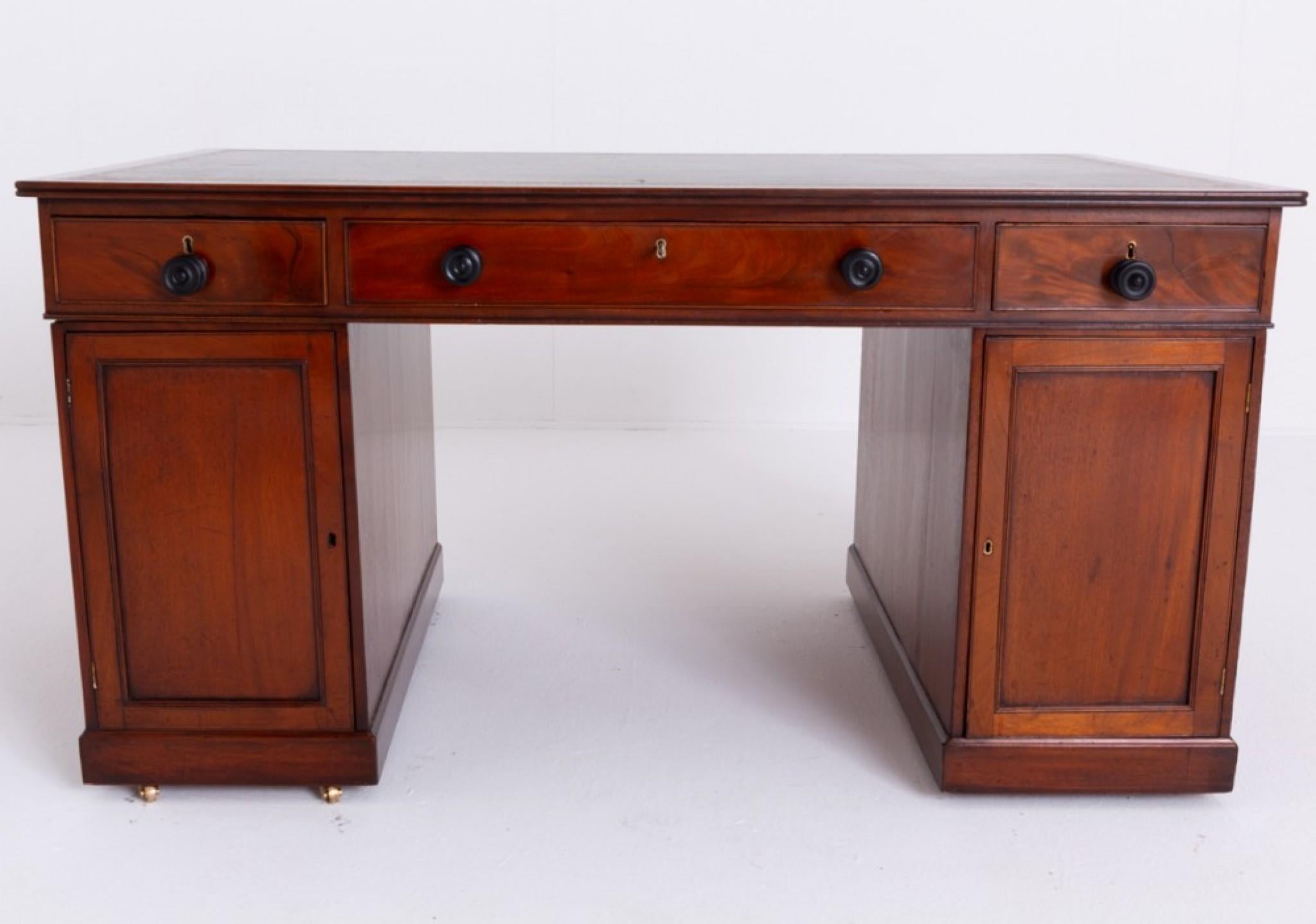 Period Georgian Partners Desk Mahogany Writing Table 4