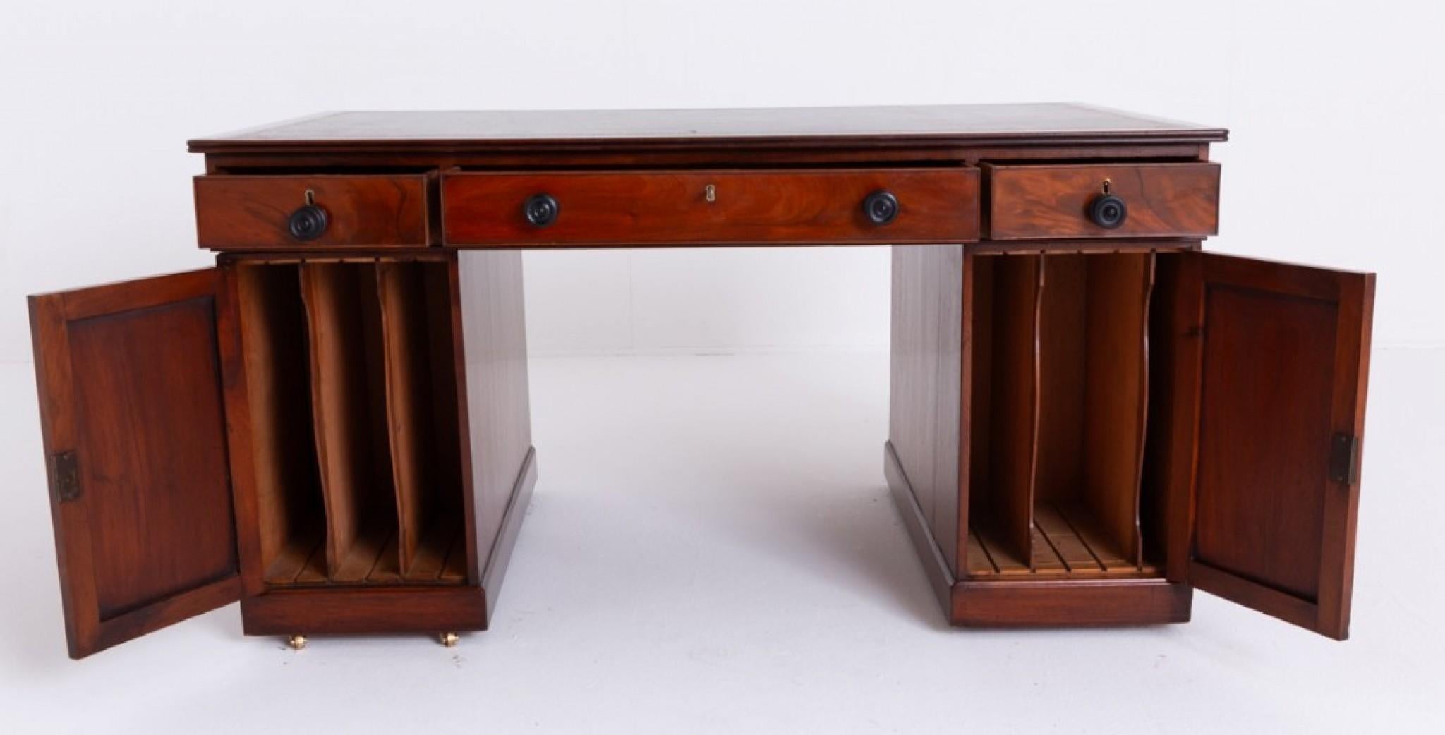 Period Georgian Partners Desk Mahogany Writing Table 5
