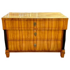 Period German Biedermeier Blond Walnut and Ebony Commode