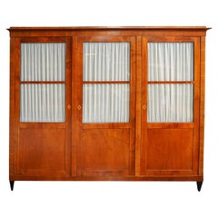 Antique Period German Biedermeier Fruitwood Glazed Door Cabinet Circa 1820