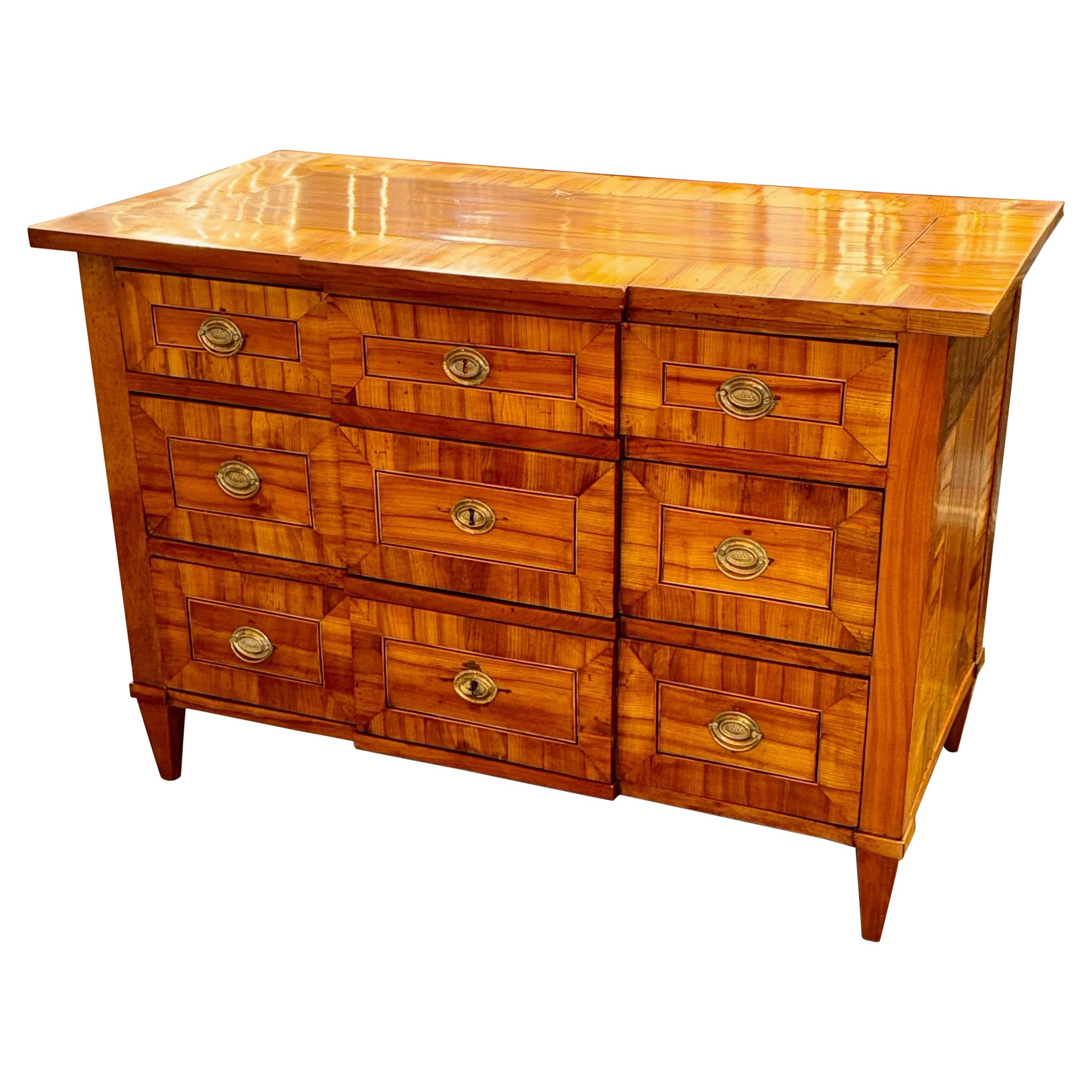 Period German Biedermeier Inlaid Walnut Commode