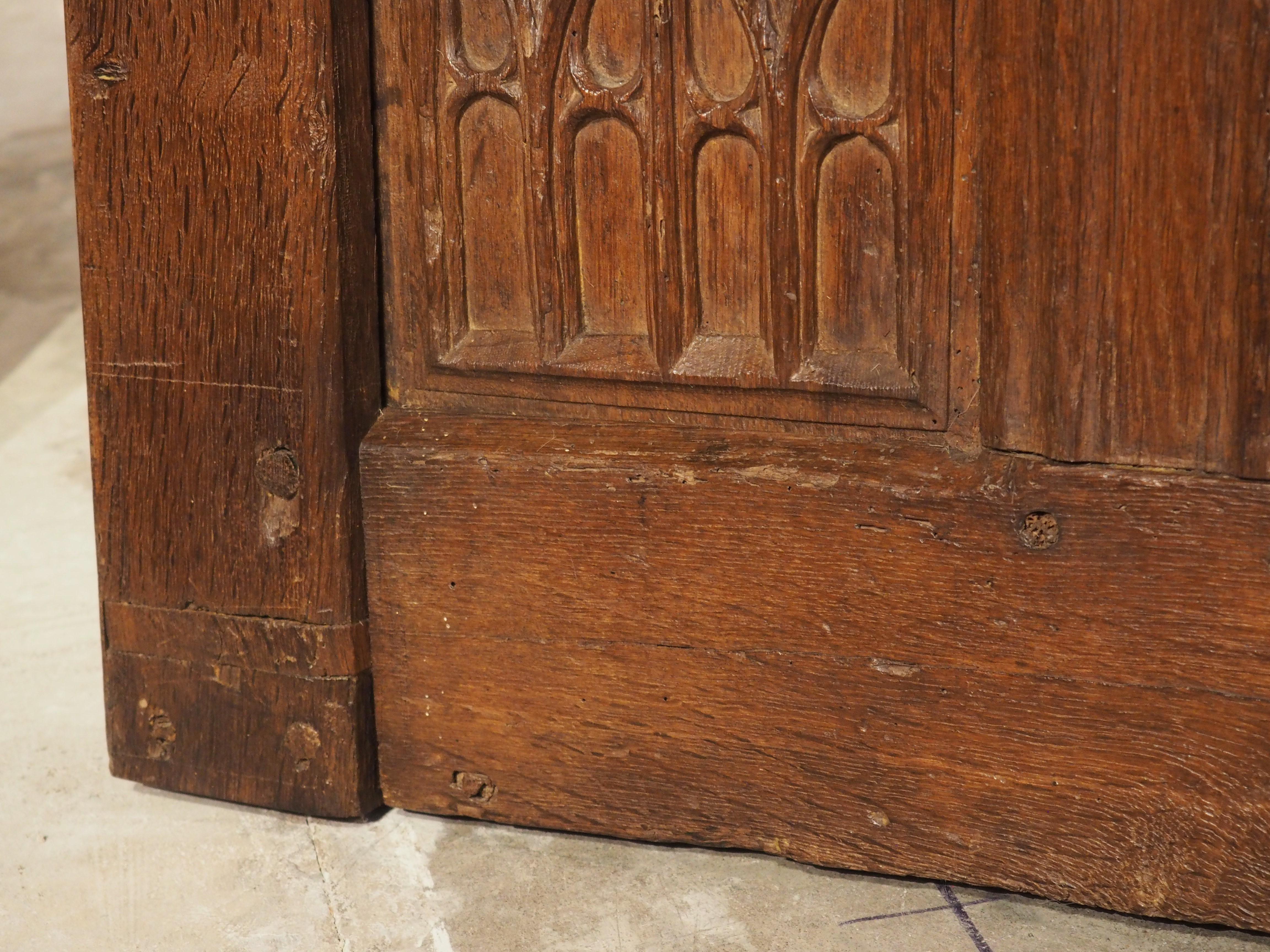 Period Gothic Oak Trunk or Chest Façade from Picardie France, circa 1550 For Sale 7