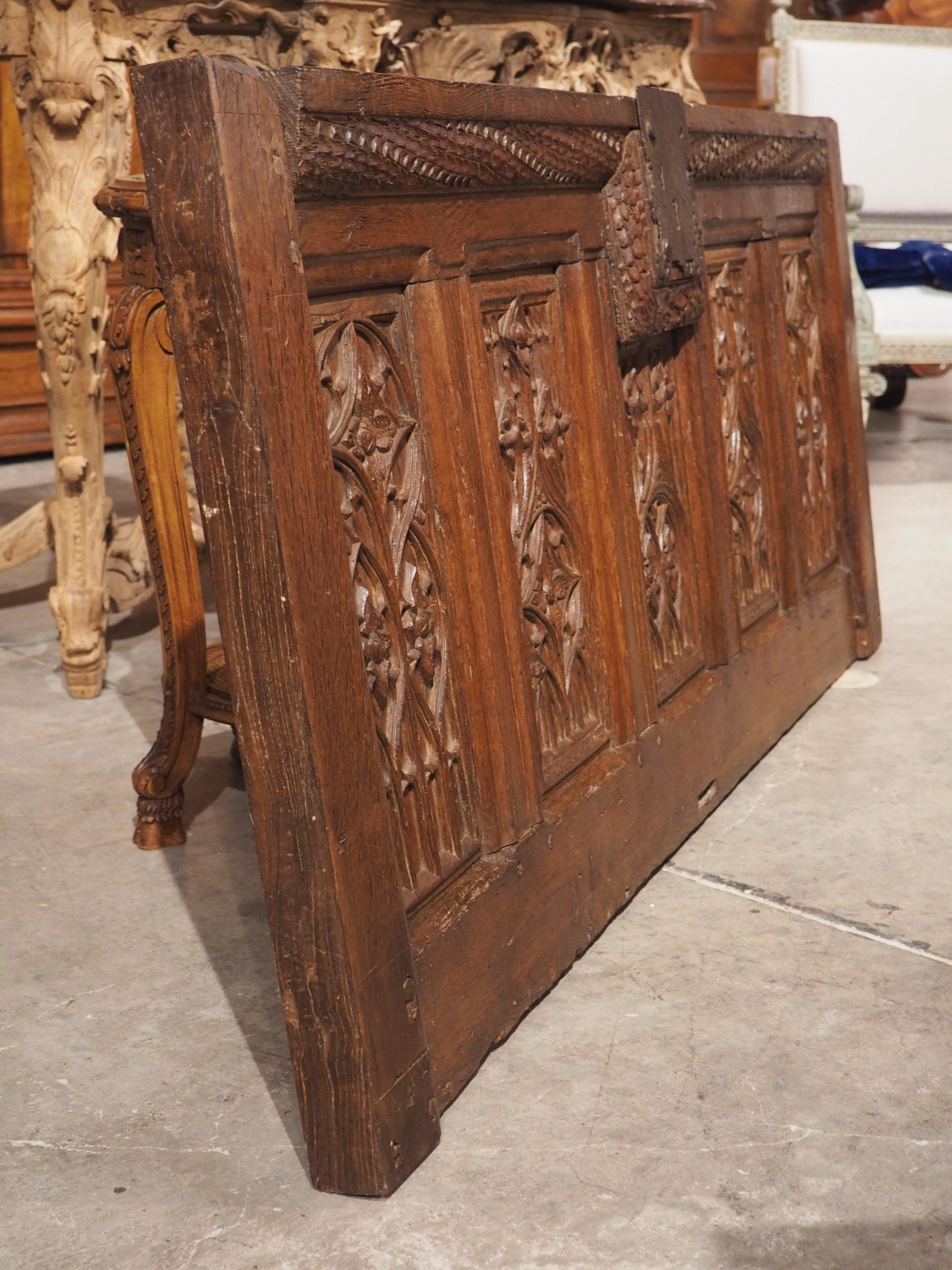 Period Gothic Oak Trunk or Chest Façade from Picardie France, circa 1550 For Sale 8