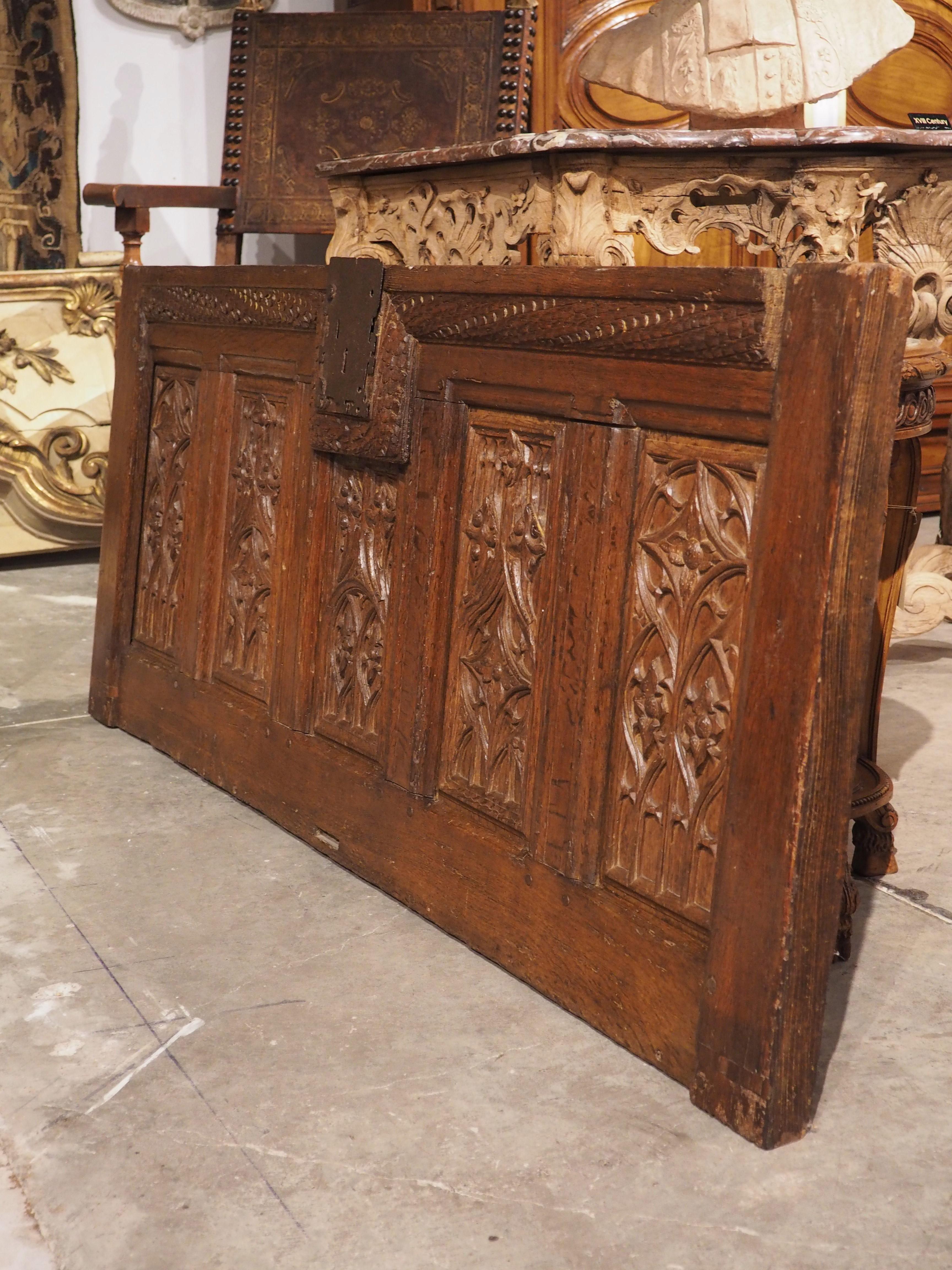 Period Gothic Oak Trunk or Chest Façade from Picardie France, circa 1550 For Sale 9
