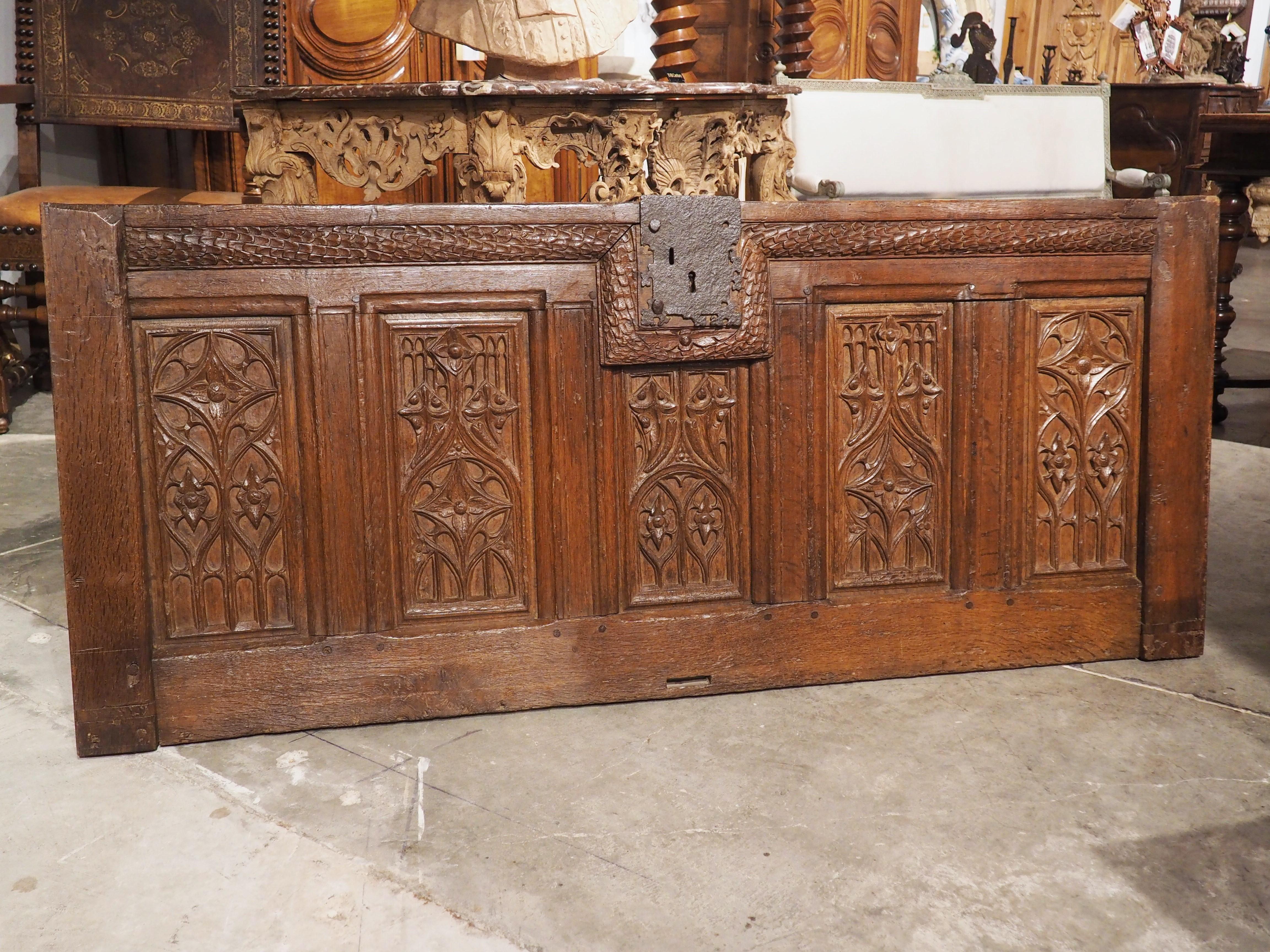 Period Gothic Oak Trunk or Chest Façade from Picardie France, circa 1550 For Sale 12