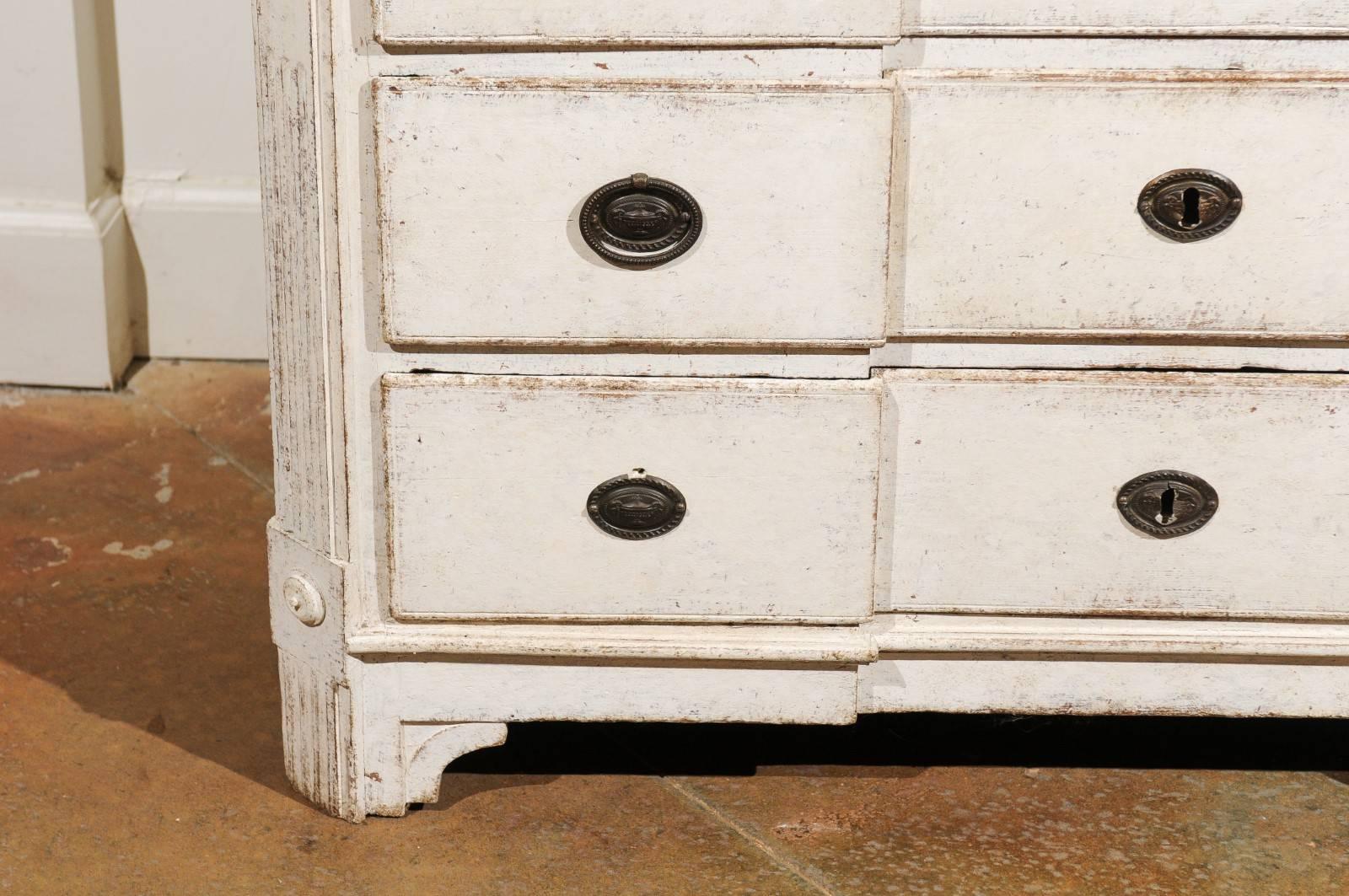 18th Century Period Gustavian 1780s Swedish Painted Breakfront Commode with Carved Medallions For Sale