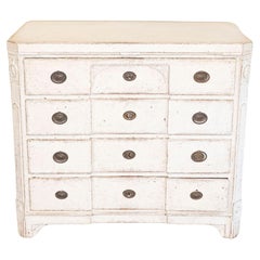 Period Gustavian 1780s Swedish Painted Breakfront Commode with Carved Medallions