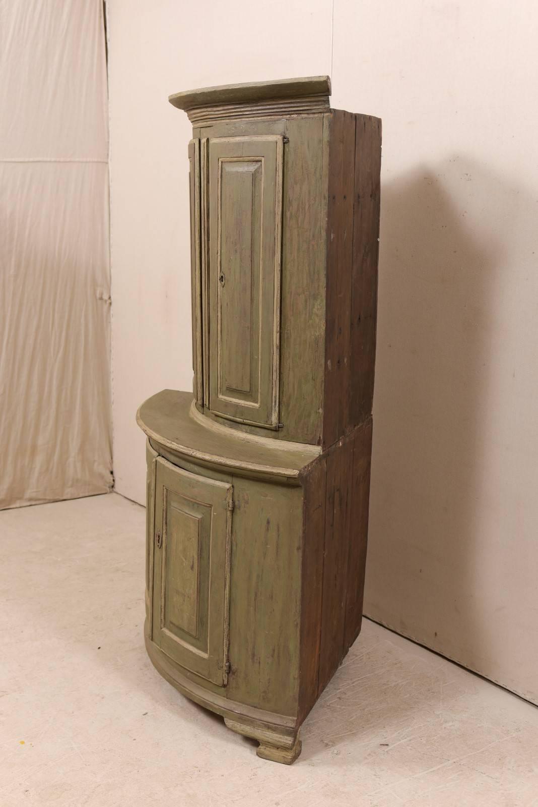 18th Century Period Gustavian Swedish Painted Wood Corner Cabinet, circa 1770-1780