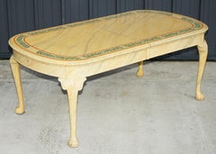 PERIOD HUGELY EXTENDING ViCTORIAN CARVED WALNUT FAUX MARBLE PAINTED DINING TABLE