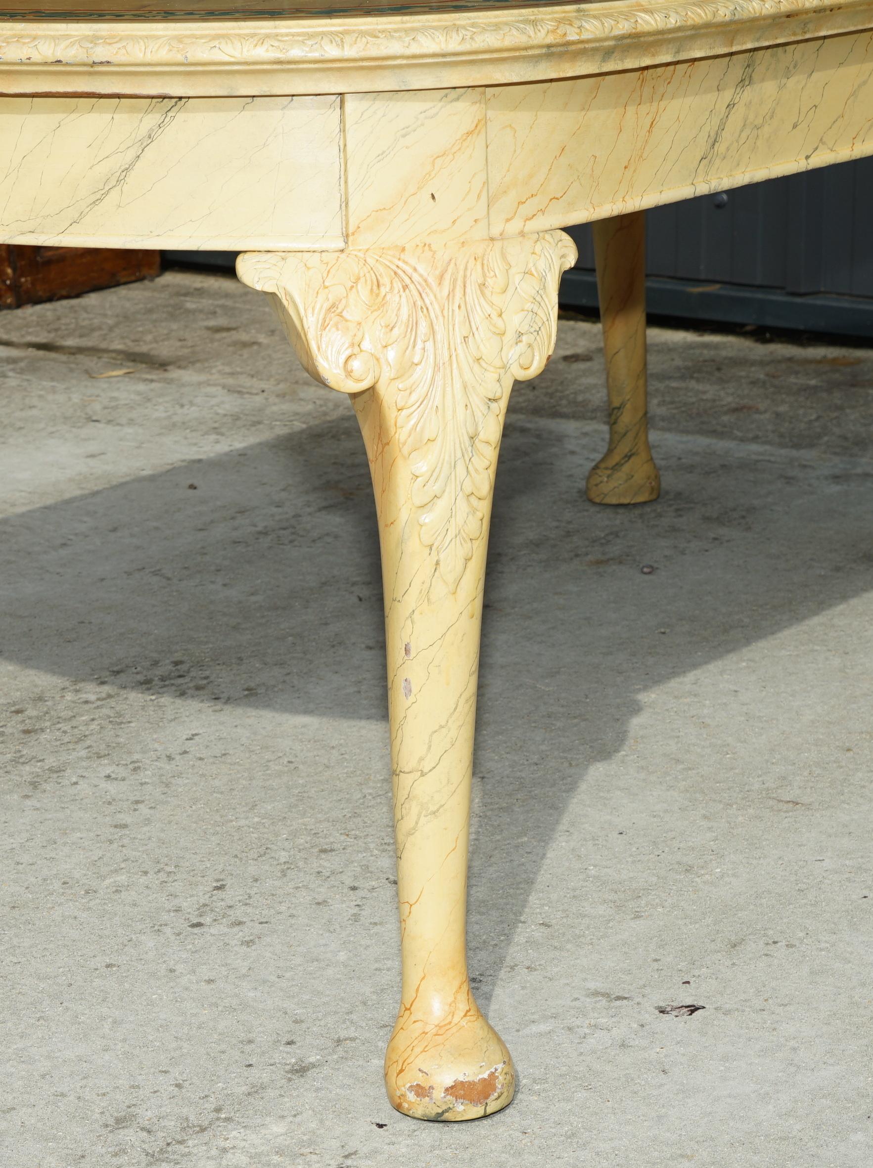 PERIOD HUGELY EXTENDING ViCTORIAN CARVED WALNUT FAUX MARBLE PAINTED DINING TABLE For Sale 1