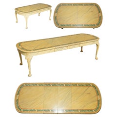 Antique PERIOD HUGELY EXTENDING ViCTORIAN CARVED WALNUT FAUX MARBLE PAINTED DINING TABLE