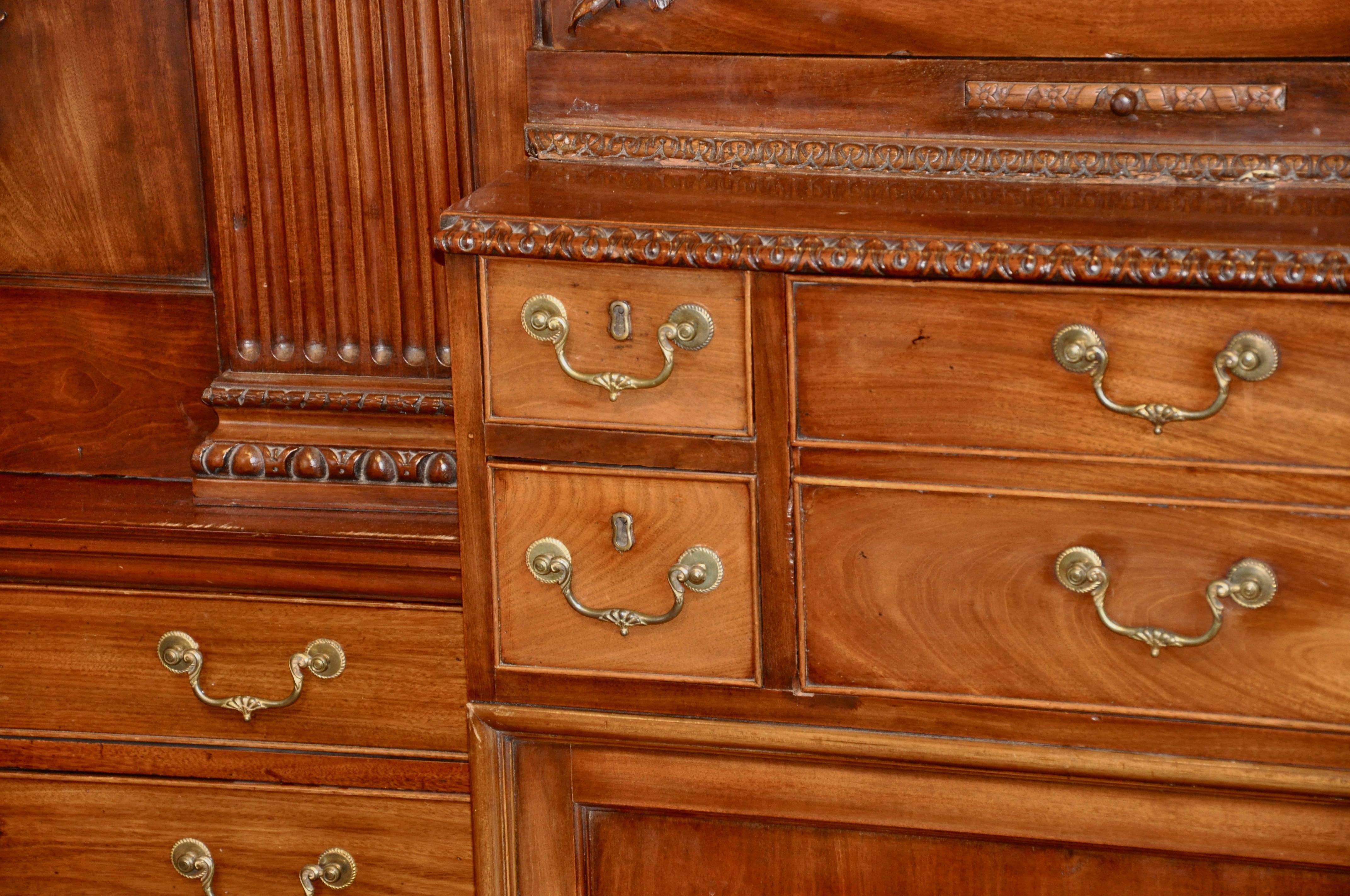 18th Century Irish Georgian Palladian Breakfront Bookcase 1