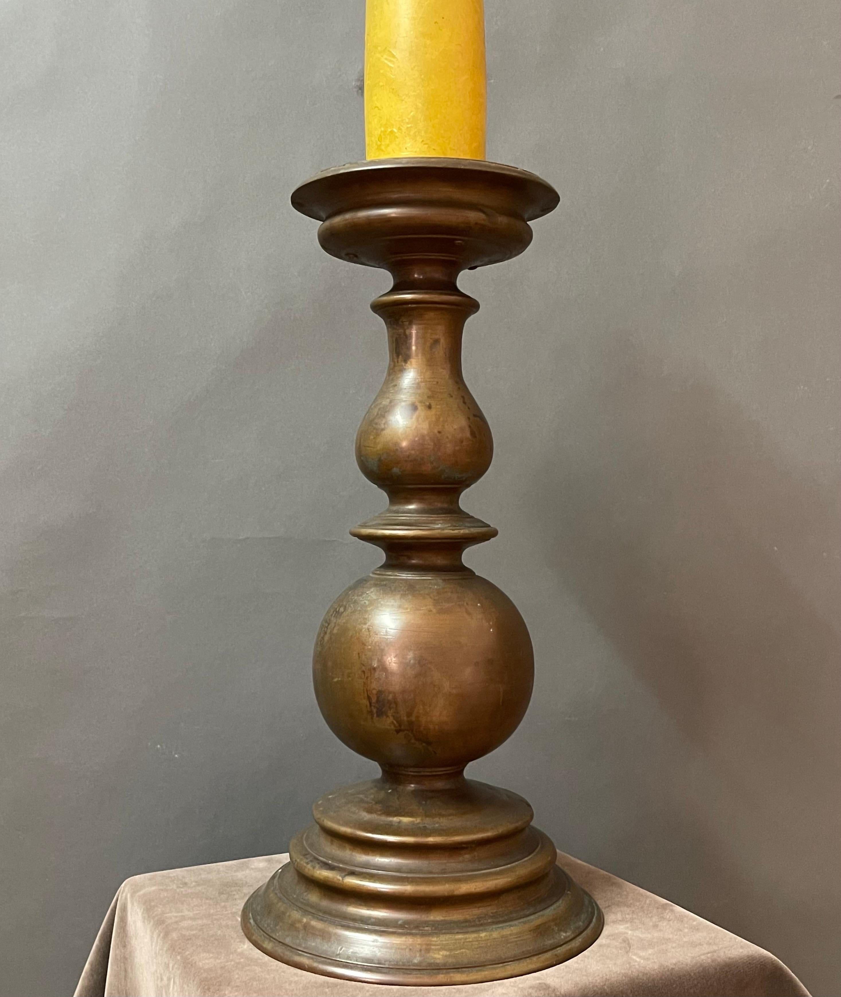 18th Century and Earlier Period Italian Baroque Style Bronze Candlestick