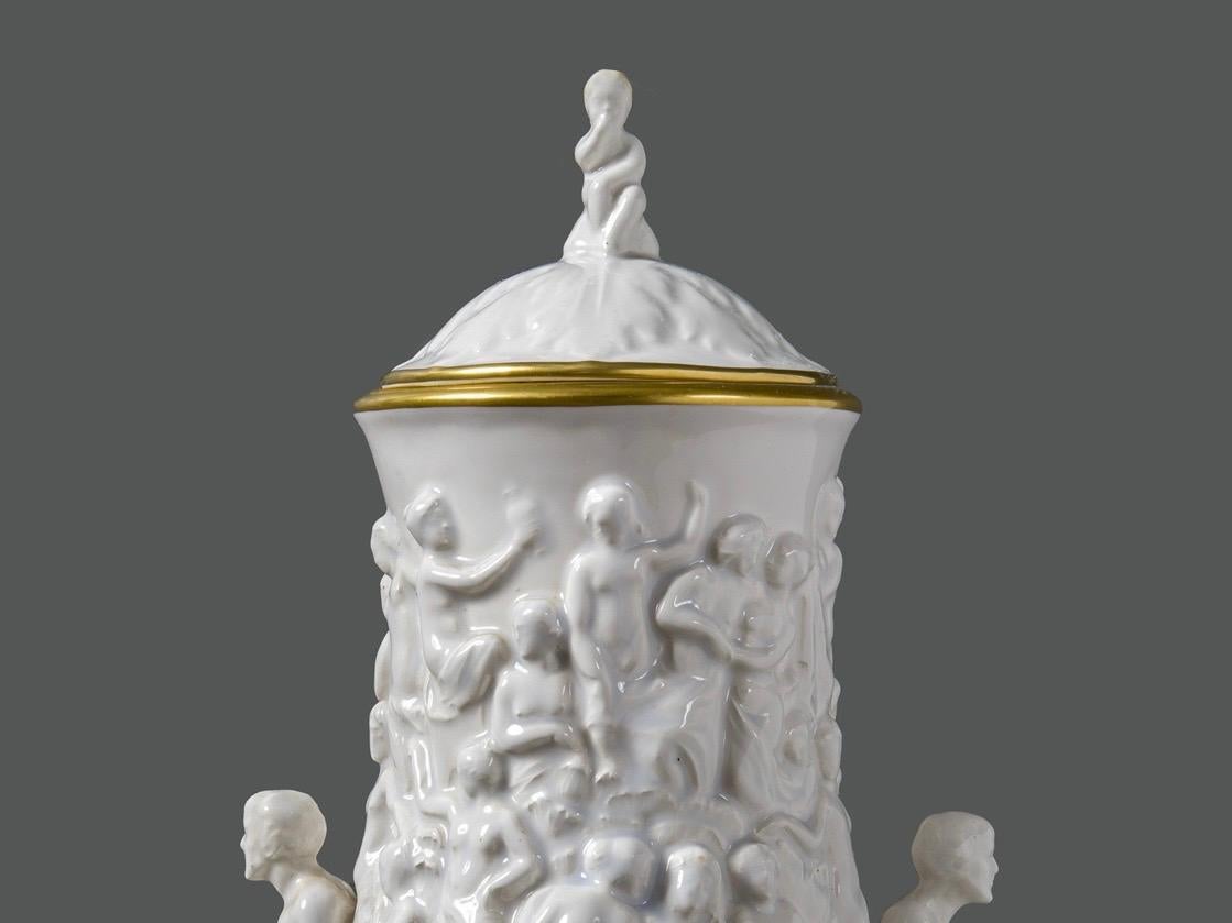 19th Century Period Italian Capodimonte Signed Ceramic Vase For Sale