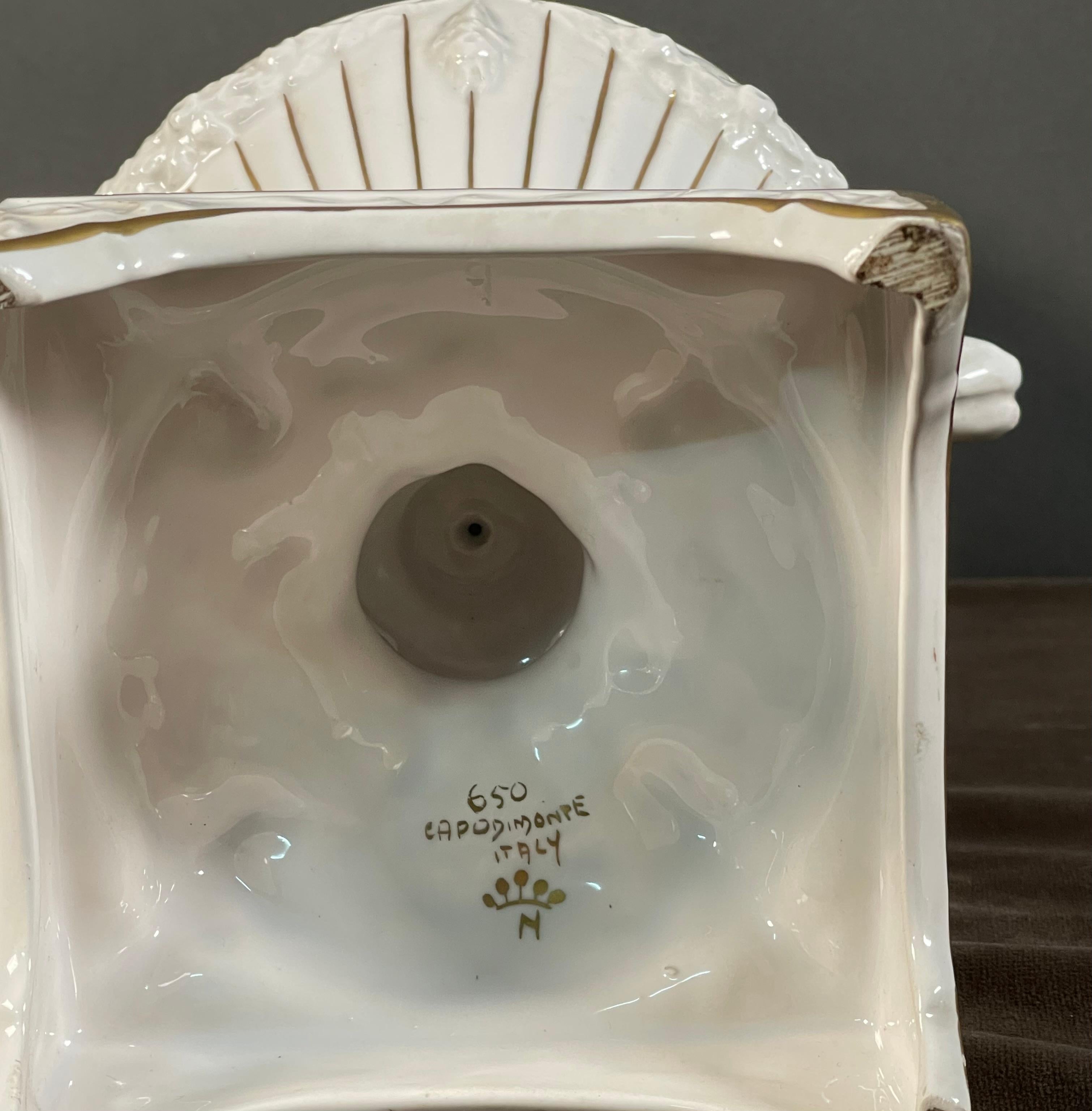 Period Italian Capodimonte Signed Ceramic Vase For Sale 1